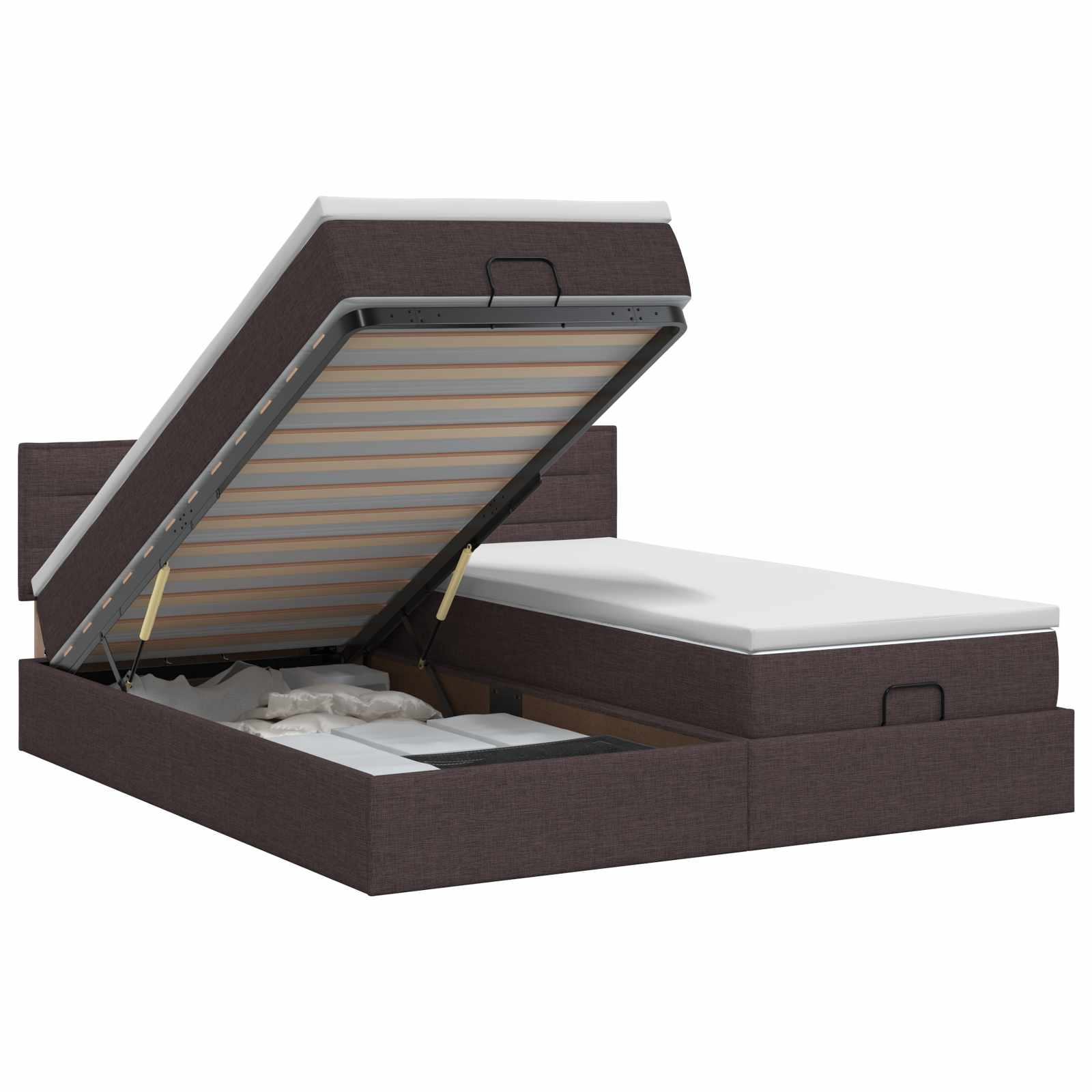 Ottoman bed met matras met hoofdeinde 2 pcs Donkerbruin Stof