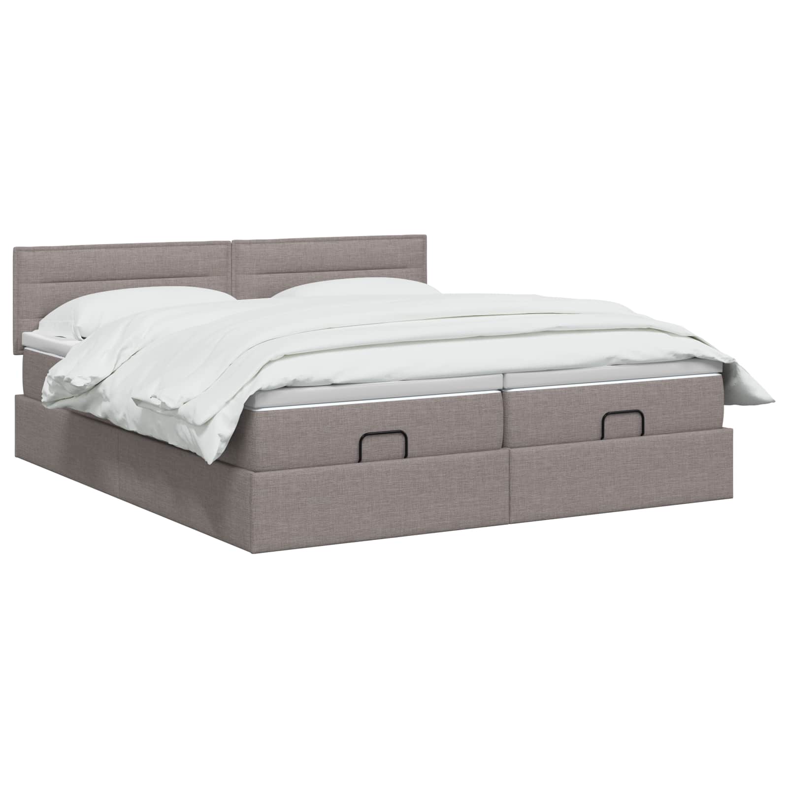 Ottoman bed met matras met hoofdeinde 2 pcs Taupe Stof – afbeelding 2
