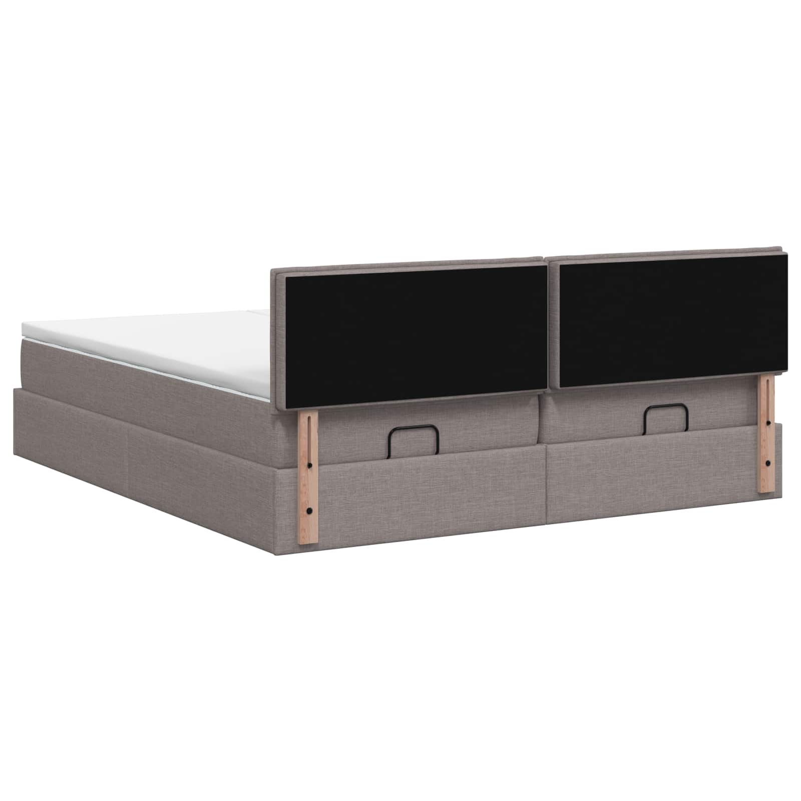 Ottoman bed met matras met hoofdeinde 2 pcs Taupe Stof – afbeelding 8