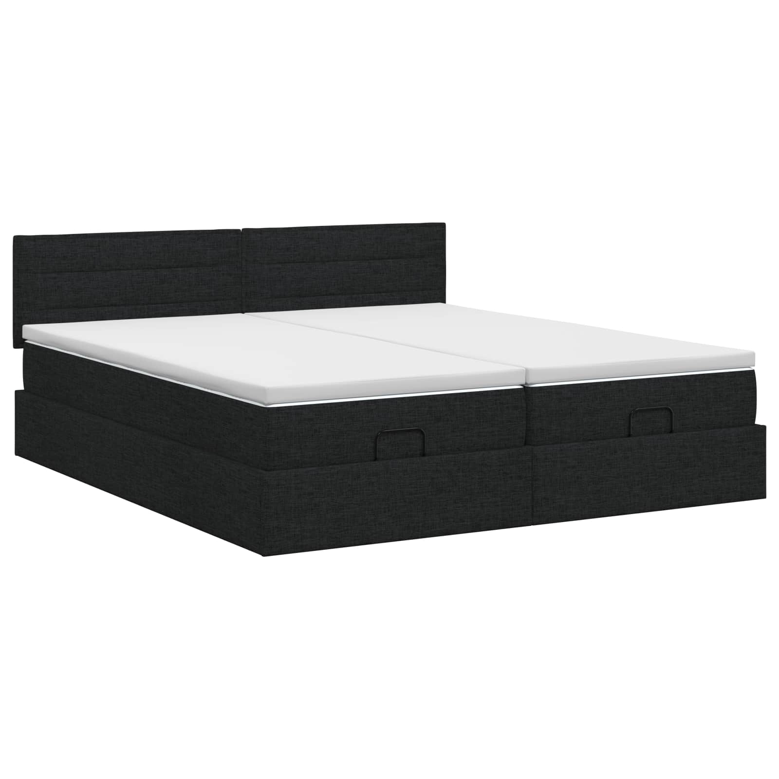 Ottoman bed met matras met hoofdeinde 2 st Zwart Stof – afbeelding 7
