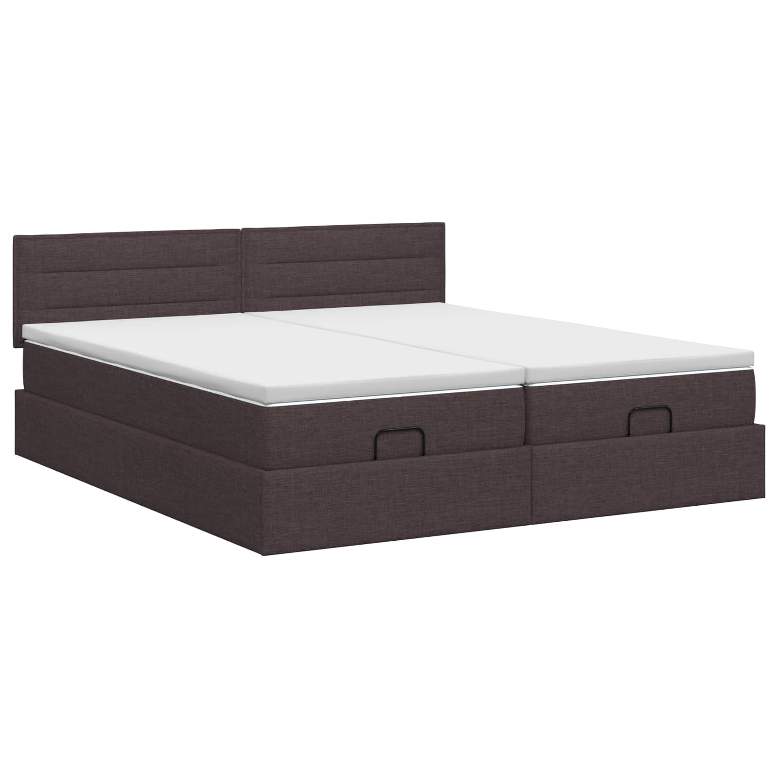Ottoman bed met matras met hoofdeinde 2 pcs Donkerbruin Stof – afbeelding 7