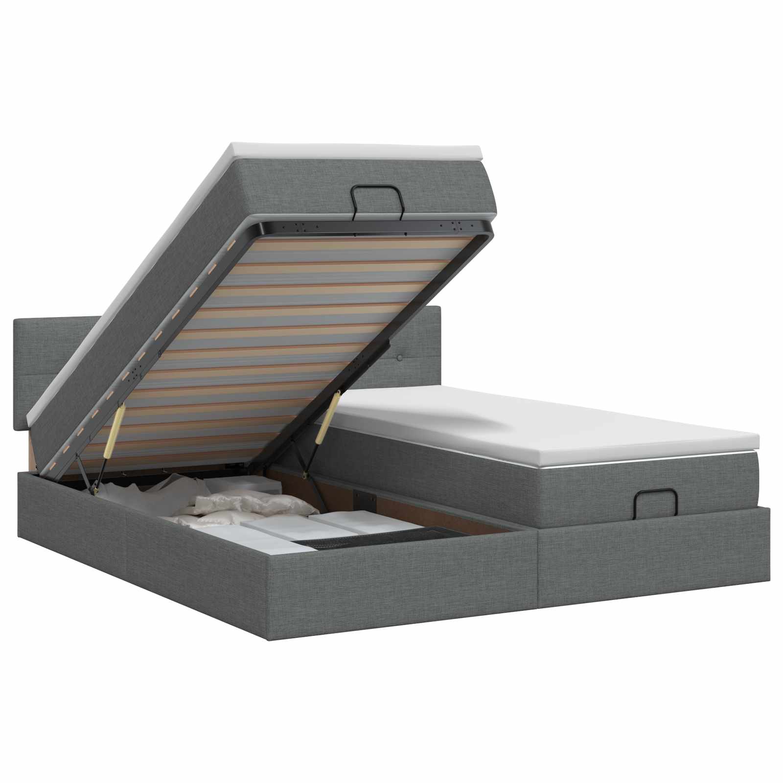 Ottoman bed met matras met hoofdeinde 2 st Donkergrijs Stof – afbeelding 1