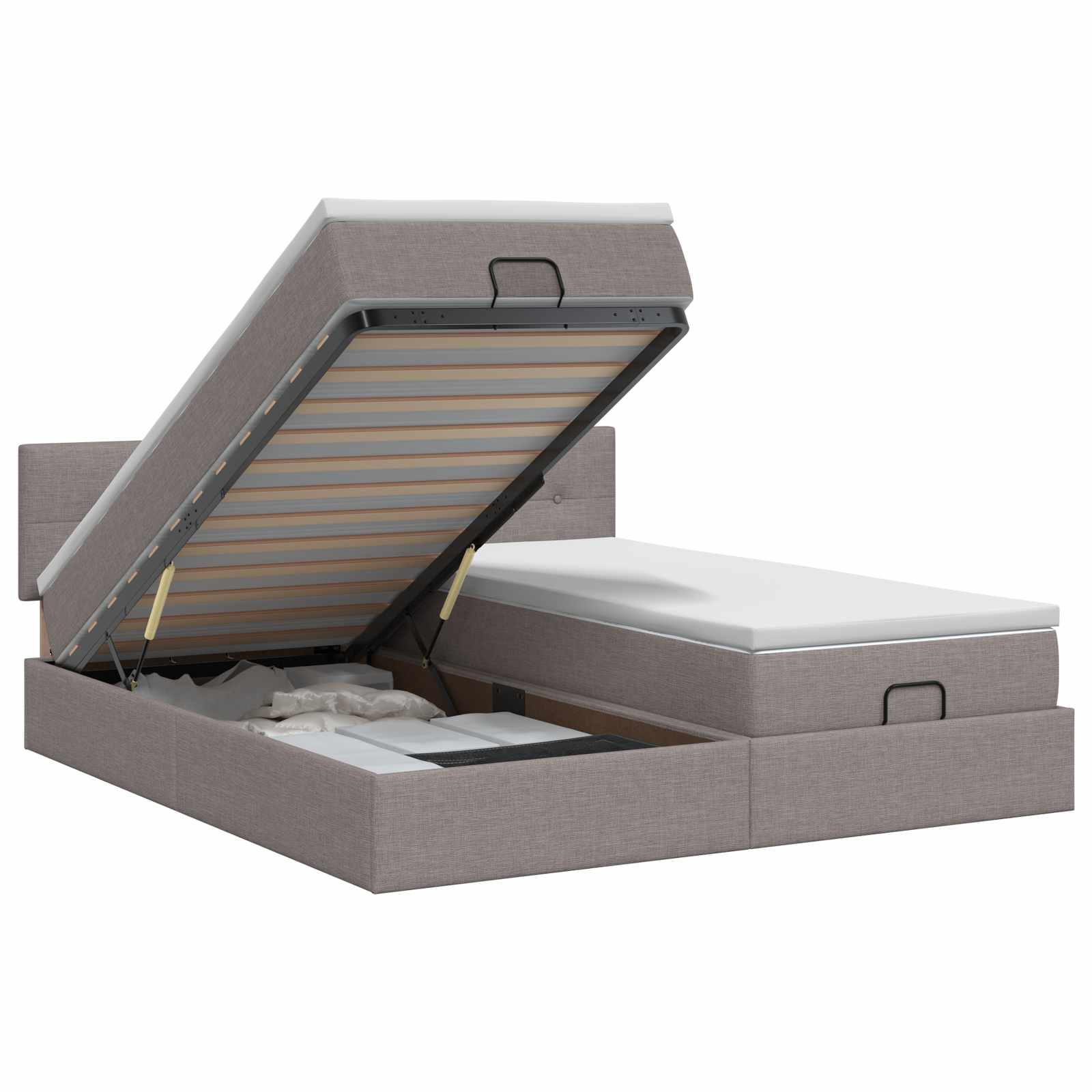 Ottoman bed met matras met hoofdeinde 2 st Taupe Stof – afbeelding 1