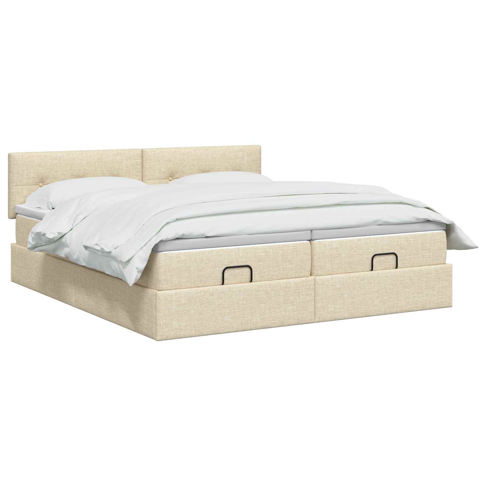 Ottoman bed met matras met hoofdeinde 2 st Crèmekleurig Stof – afbeelding 2