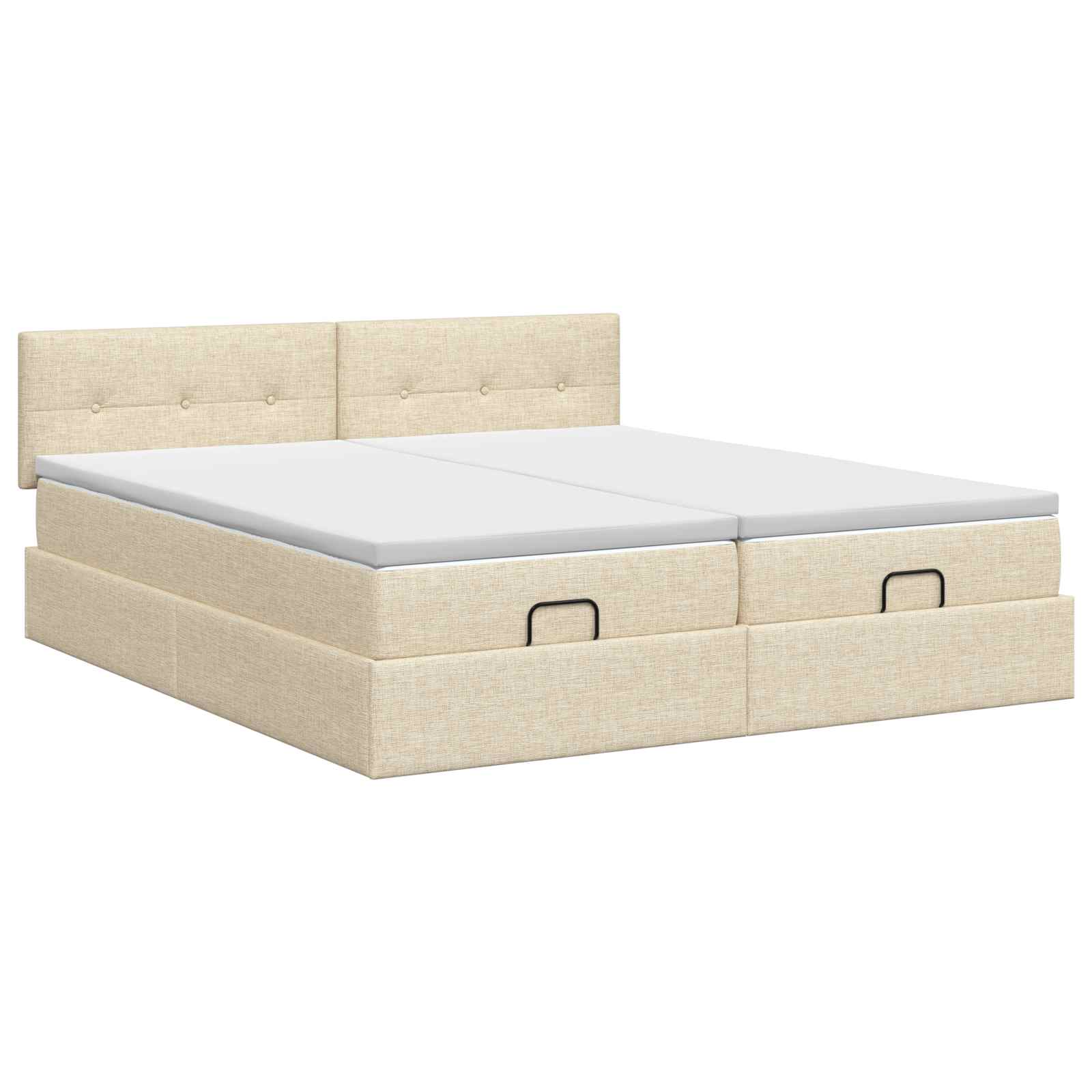 Ottoman bed met matras met hoofdeinde 2 st Crèmekleurig Stof – afbeelding 7