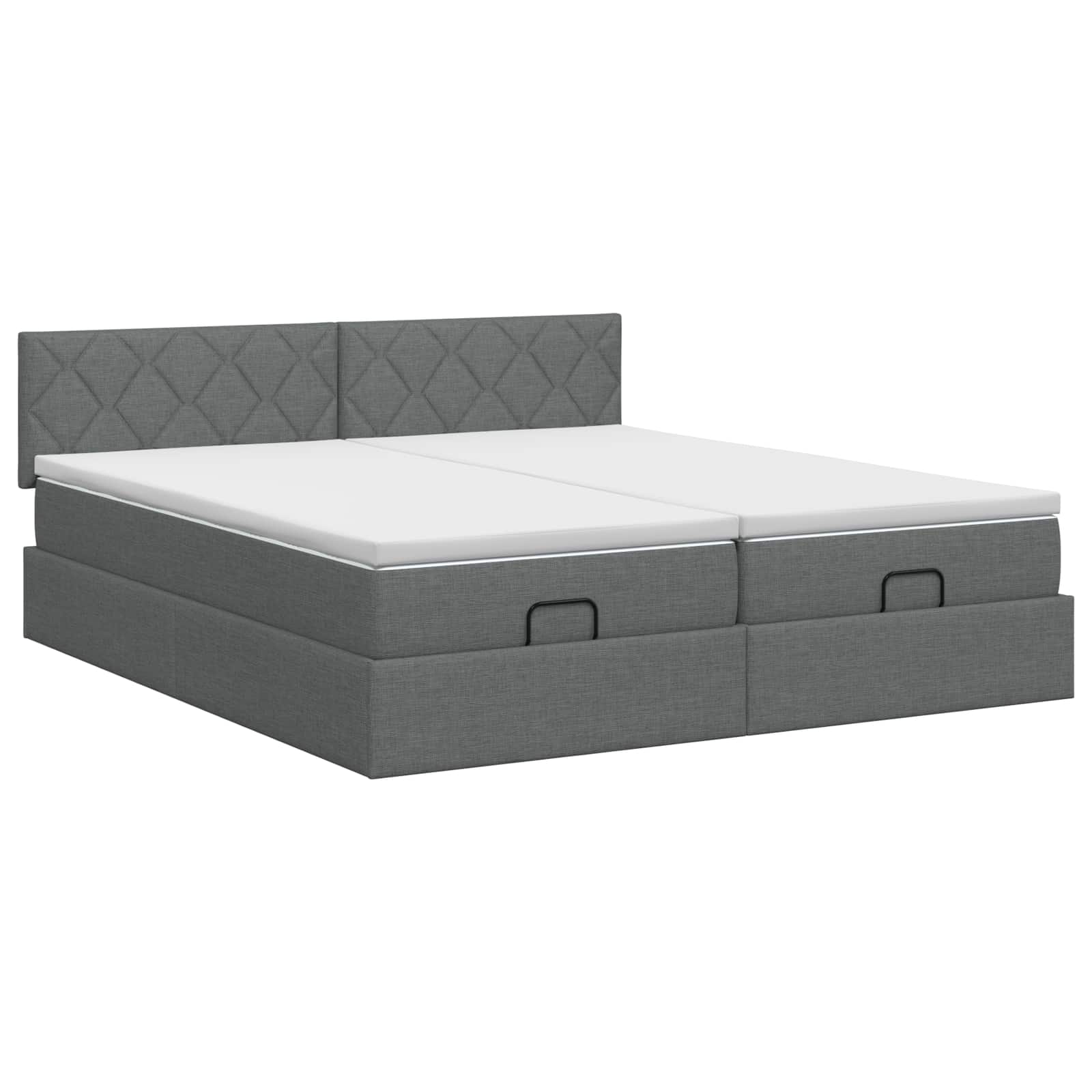 Ottoman bed met matras met hoofdeinde 2 st Donkergrijs Stof – afbeelding 7
