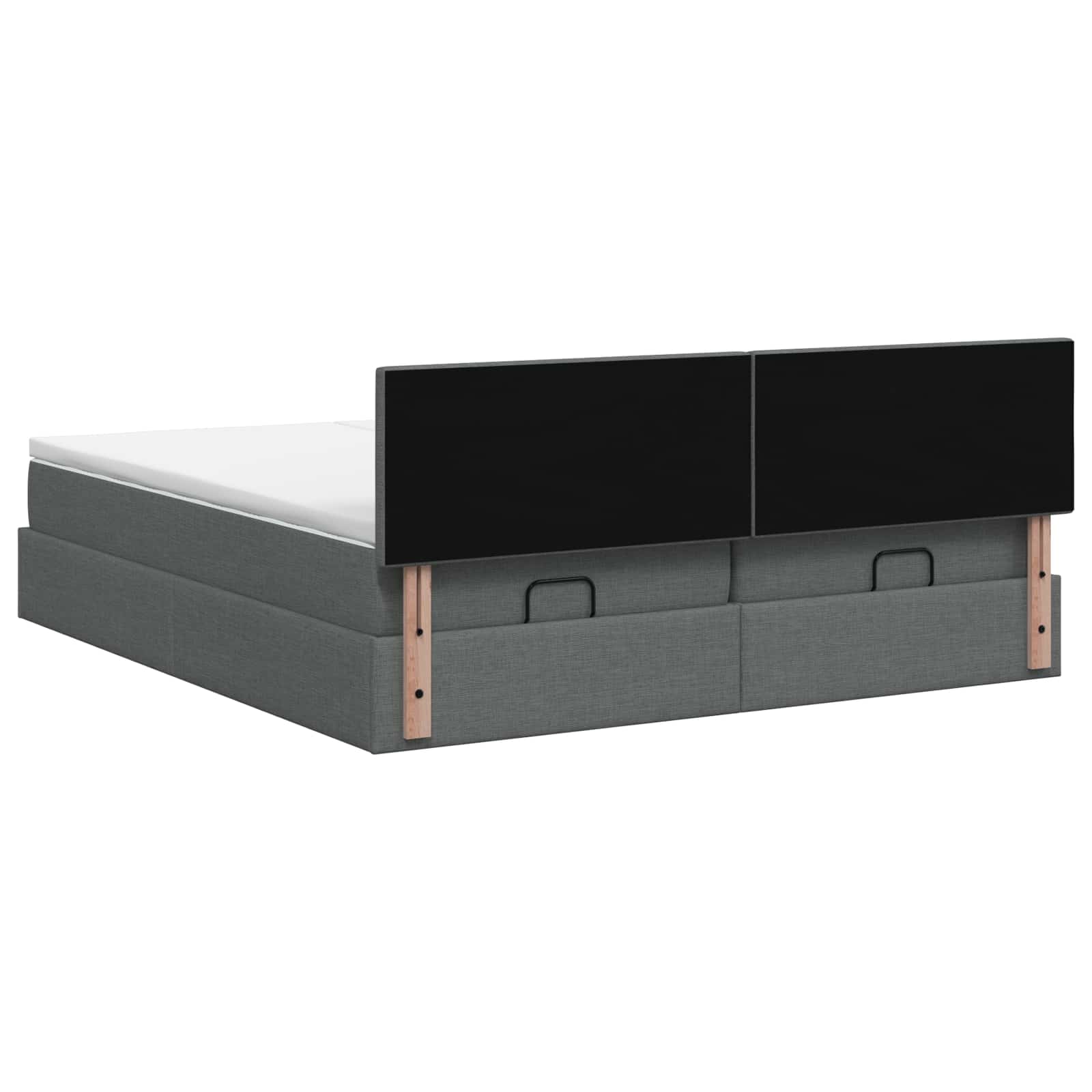 Ottoman bed met matras met hoofdeinde 2 st Donkergrijs Stof – afbeelding 8
