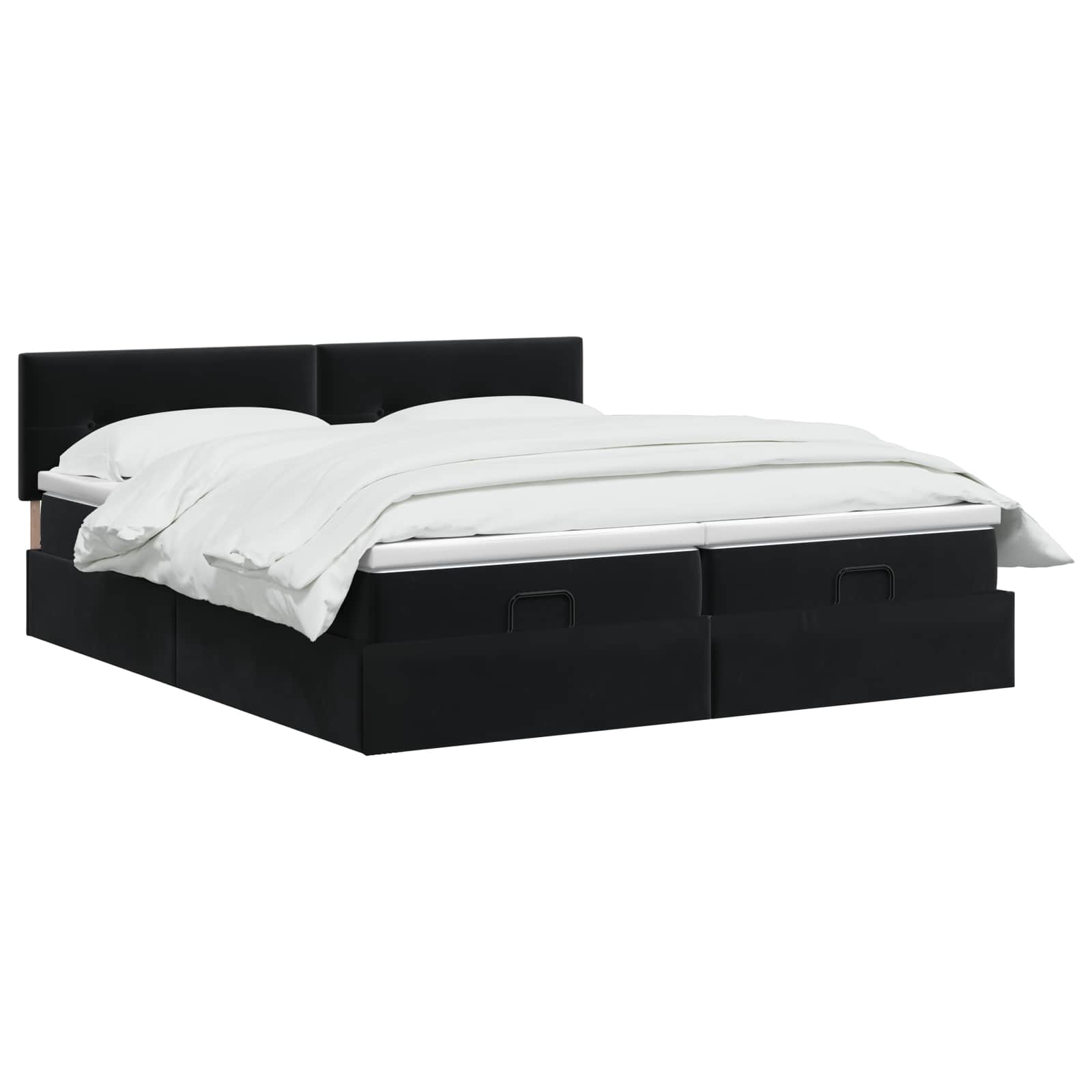 Ottoman bed met matras met hoofdeinde 2 st Zwart Fluweel – afbeelding 2