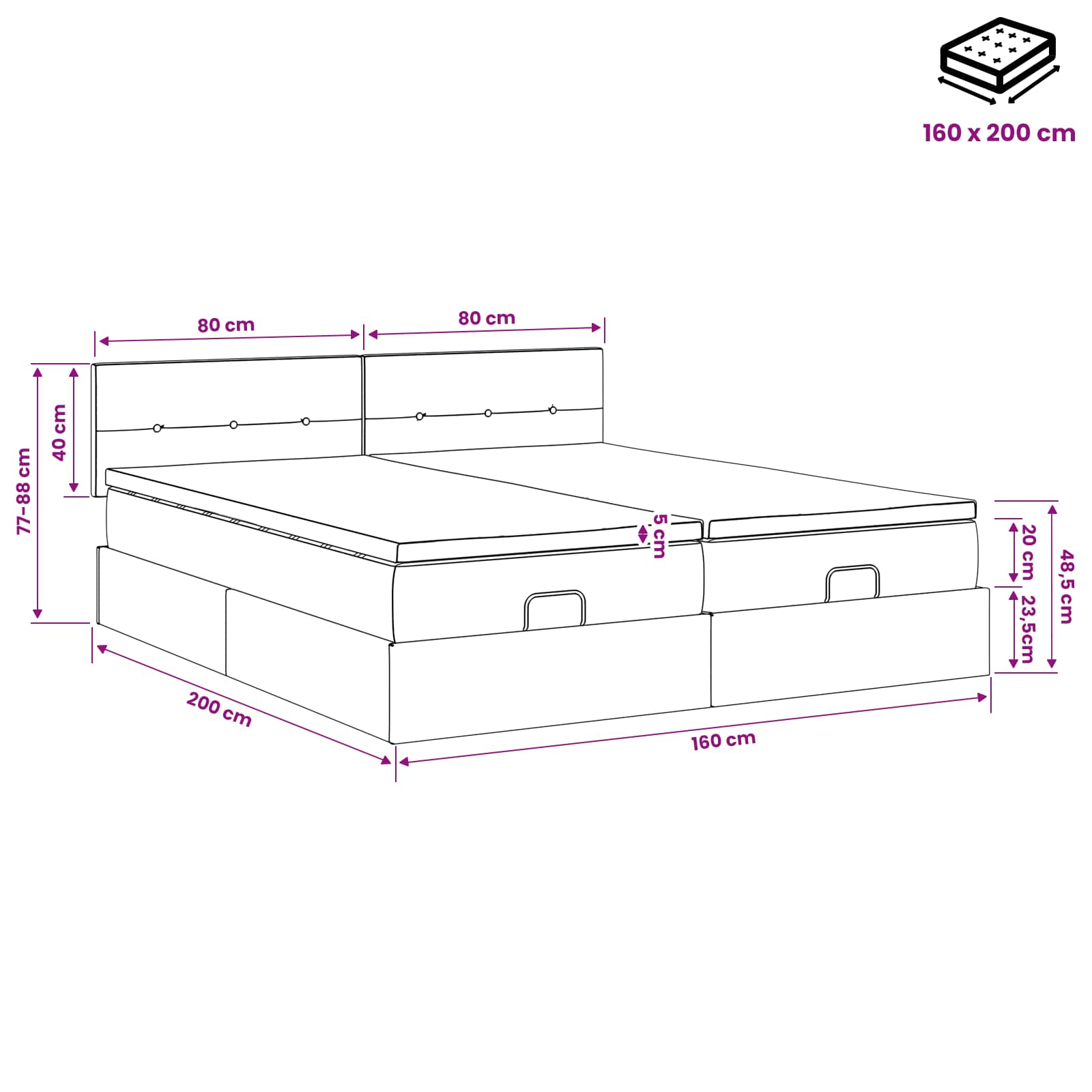 Ottoman bed met matras met hoofdeinde 2 st Donkergroen Fluweel – afbeelding 11