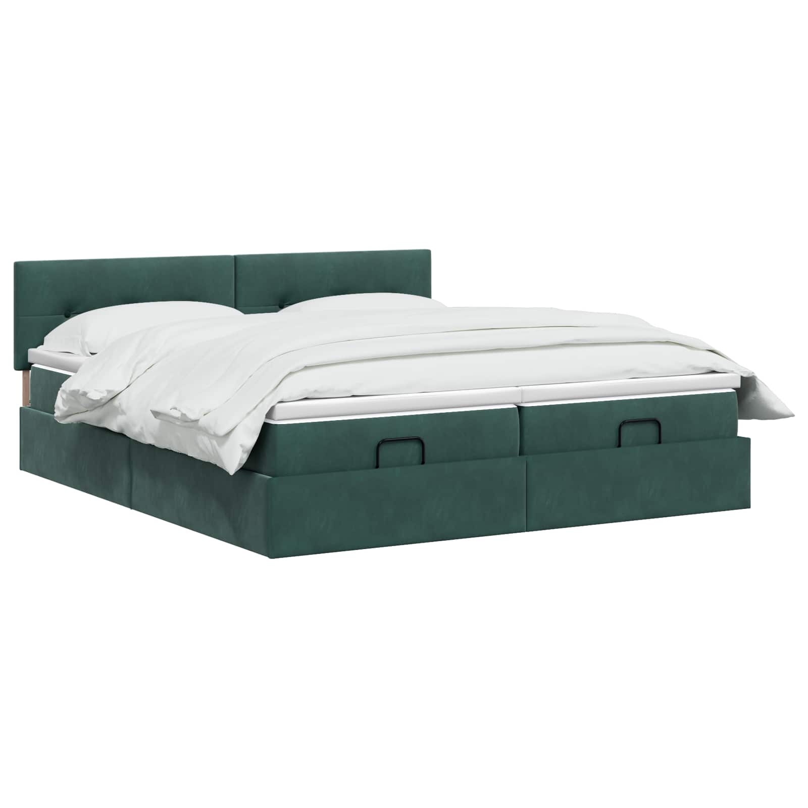 Ottoman bed met matras met hoofdeinde 2 st Donkergroen Fluweel – afbeelding 2