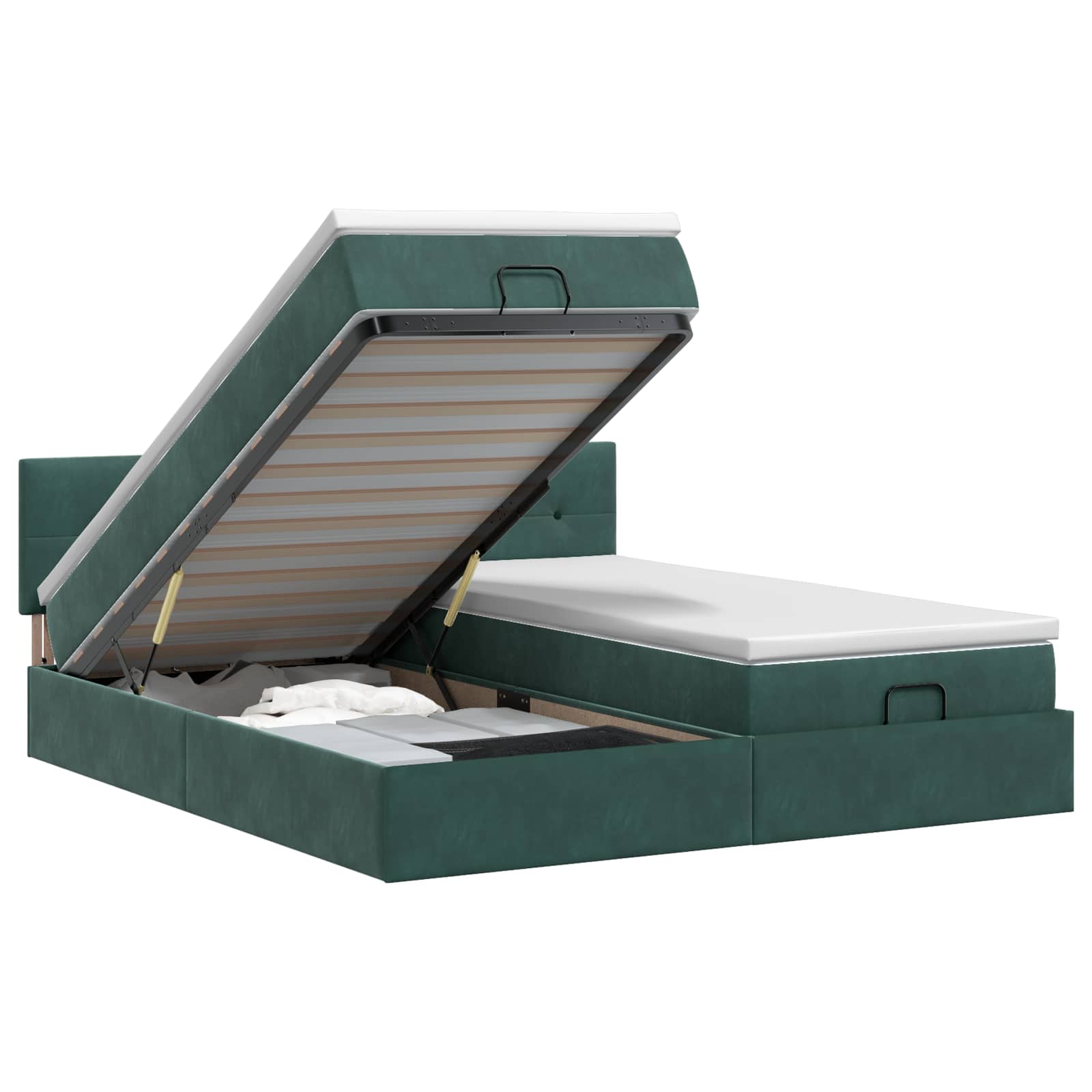 Ottoman bed met matras met hoofdeinde 2 st Donkergroen Fluweel – afbeelding 1