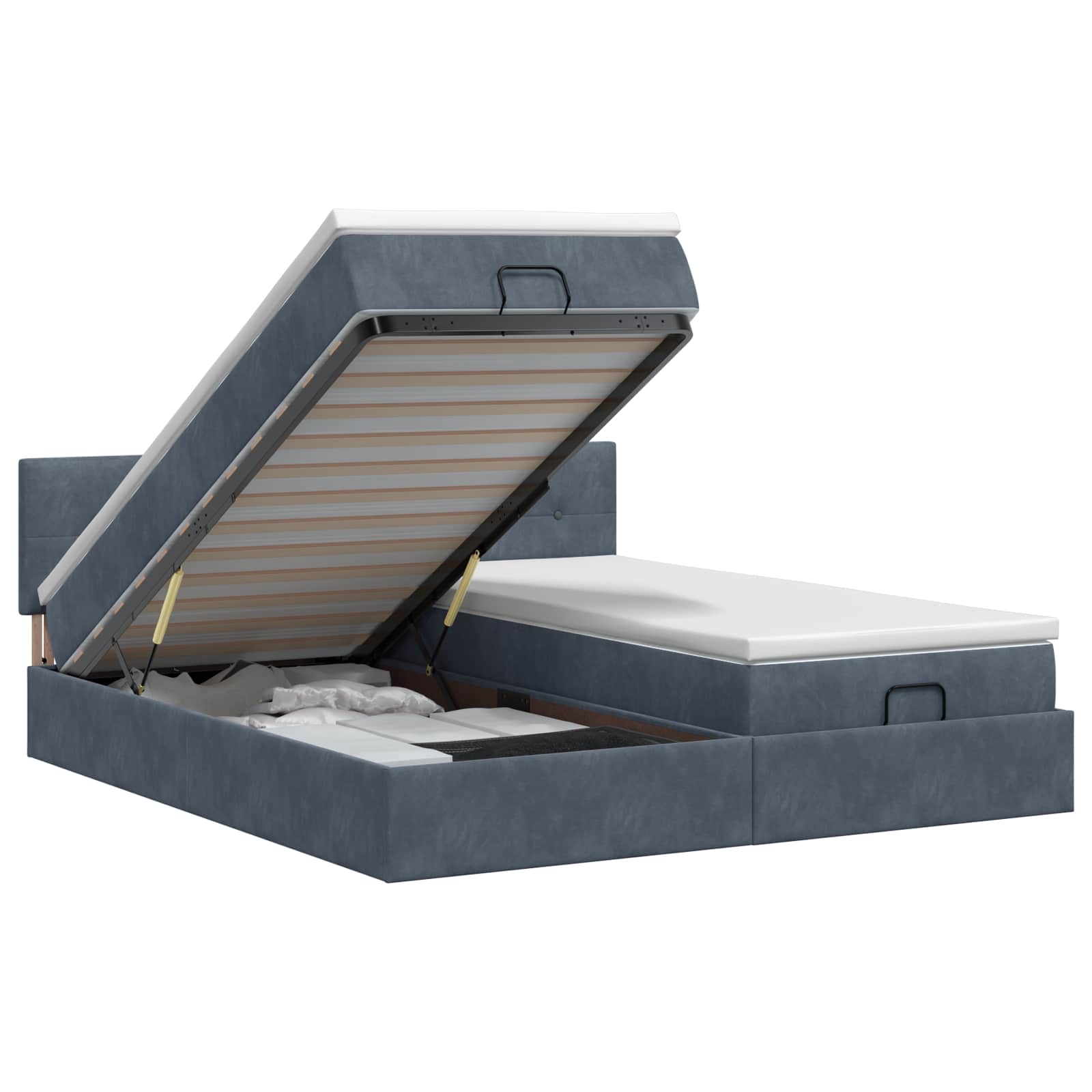 Ottoman bed met matras met hoofdeinde 2 st Donkergrijs Fluweel – afbeelding 1