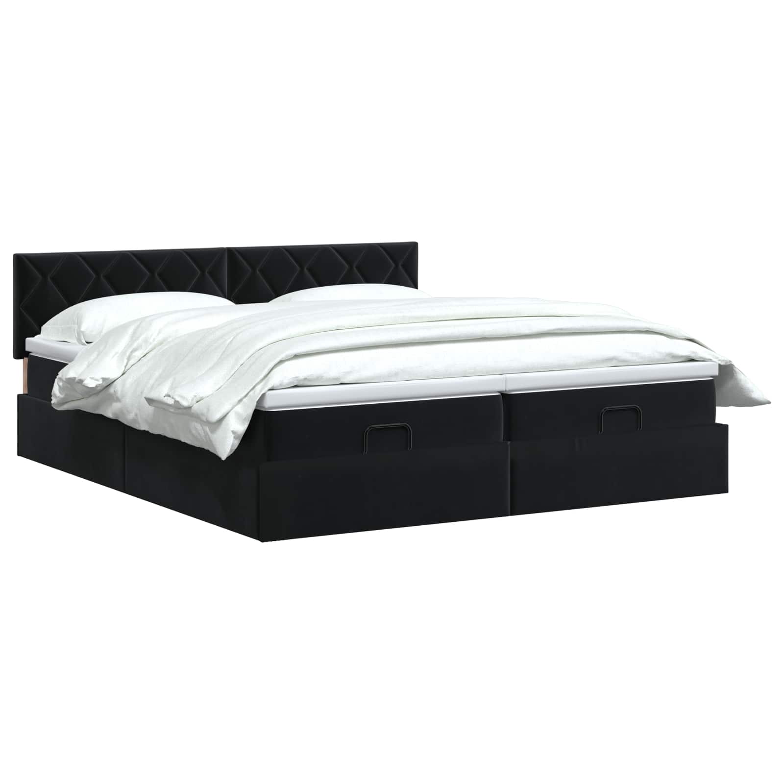 Ottoman bed met matras met hoofdeinde 2 st Zwart Fluweel – afbeelding 2