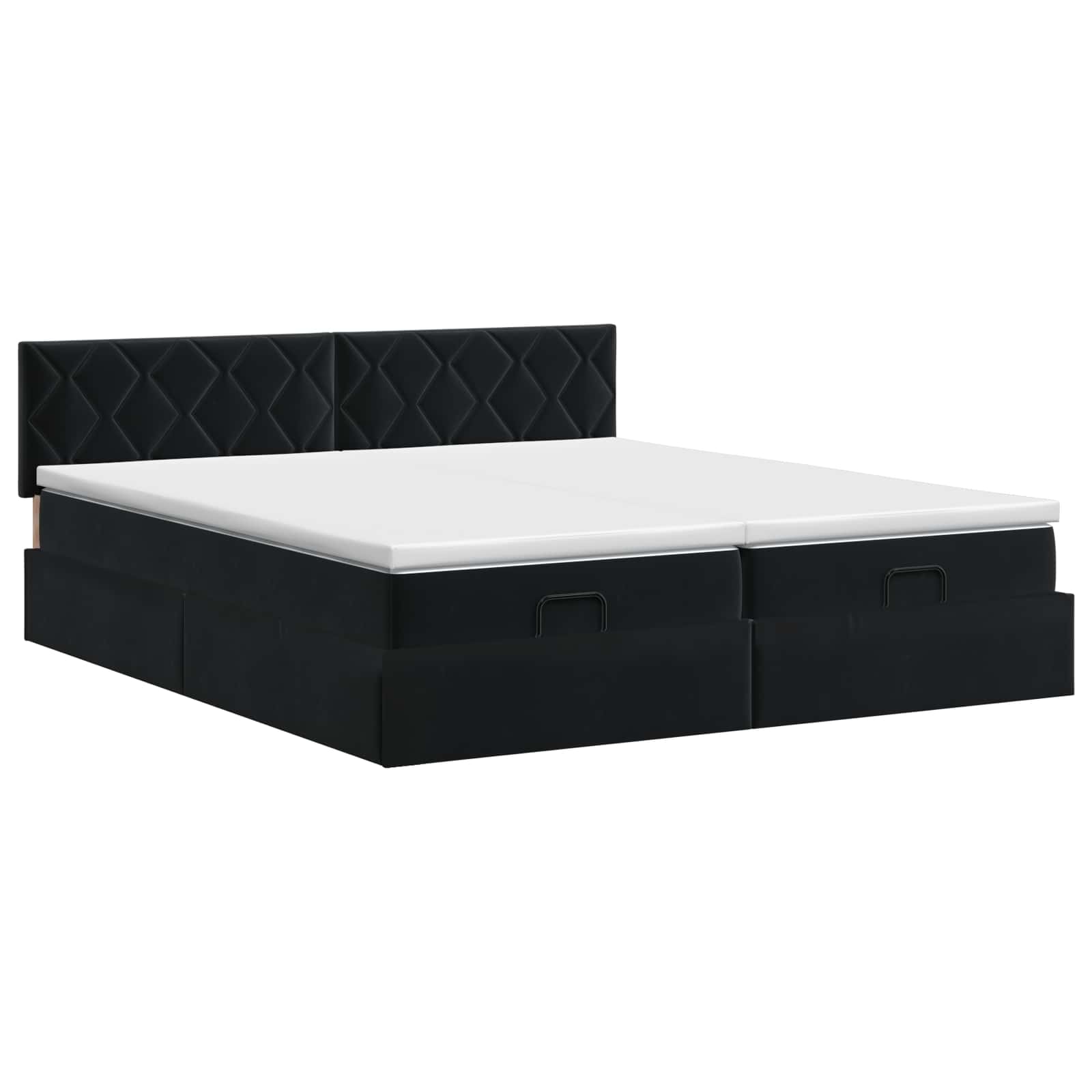 Ottoman bed met matras met hoofdeinde 2 st Zwart Fluweel – afbeelding 4