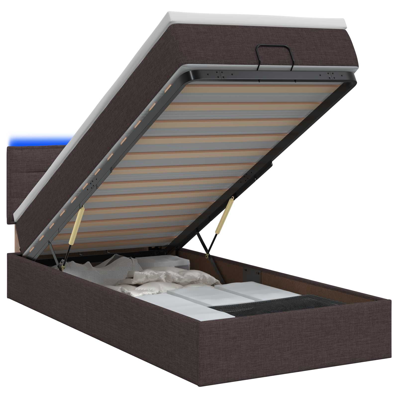 Ottoman Bed met Matrassen en LED Donkerbruin 80 x 200 cm Stof