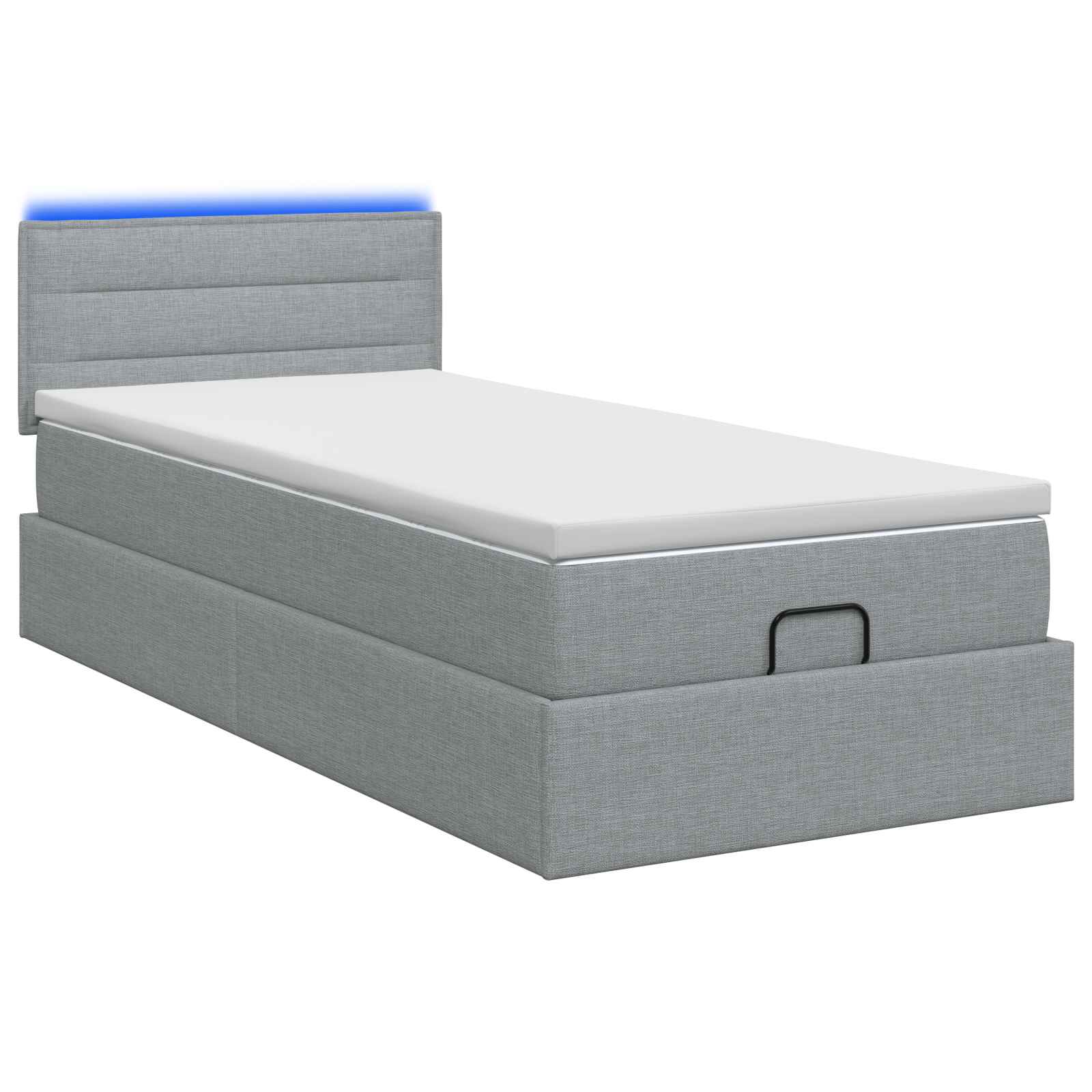 Ottoman Bed met Matrassen en LED Lichtgrijs 90 x 200 cm Stof – afbeelding 7