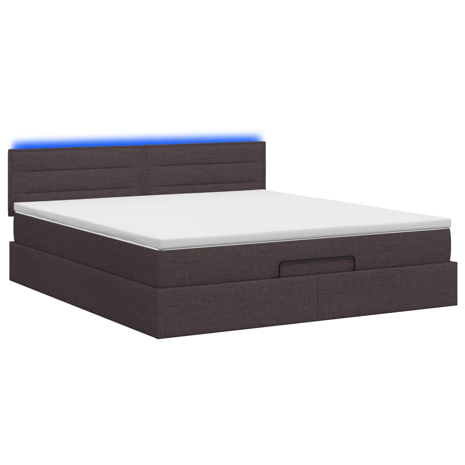 Ottoman Bed met Matrassen en LED Donkerbruin 180 x 200 cm Stof – afbeelding 7
