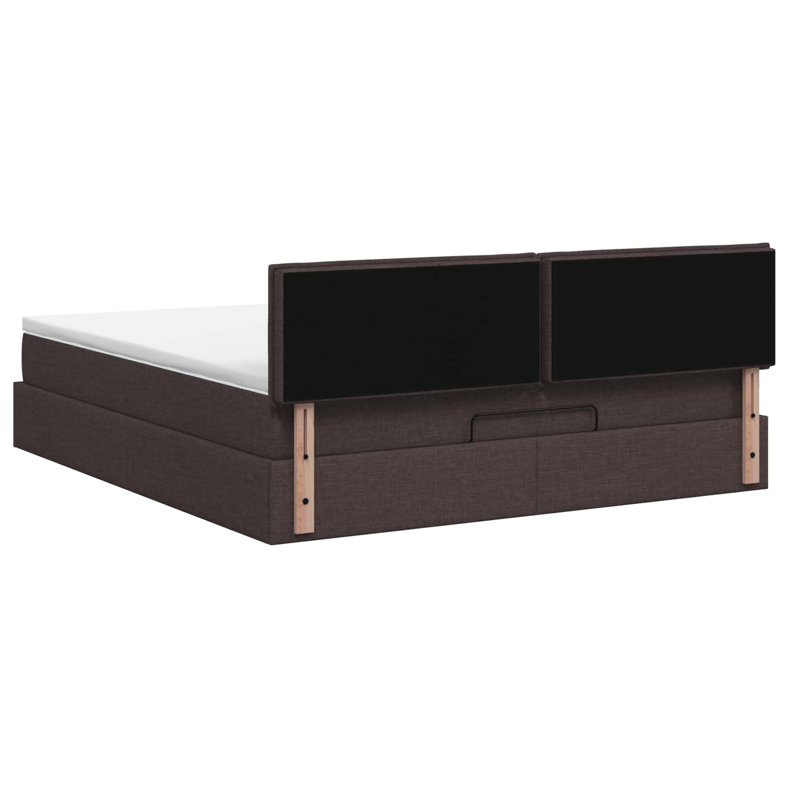 Ottoman Bed met Matrassen en LED Donkerbruin 180 x 200 cm Stof – afbeelding 8