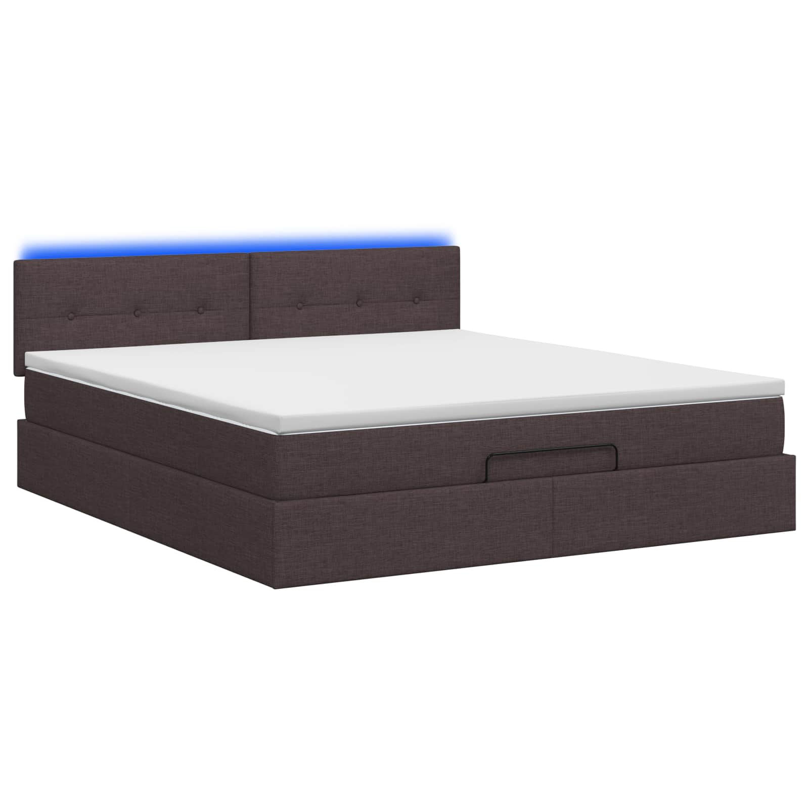 Ottoman Bed met Matrassen en LED Donkerbruin 140 x 190 cm Stof – afbeelding 7