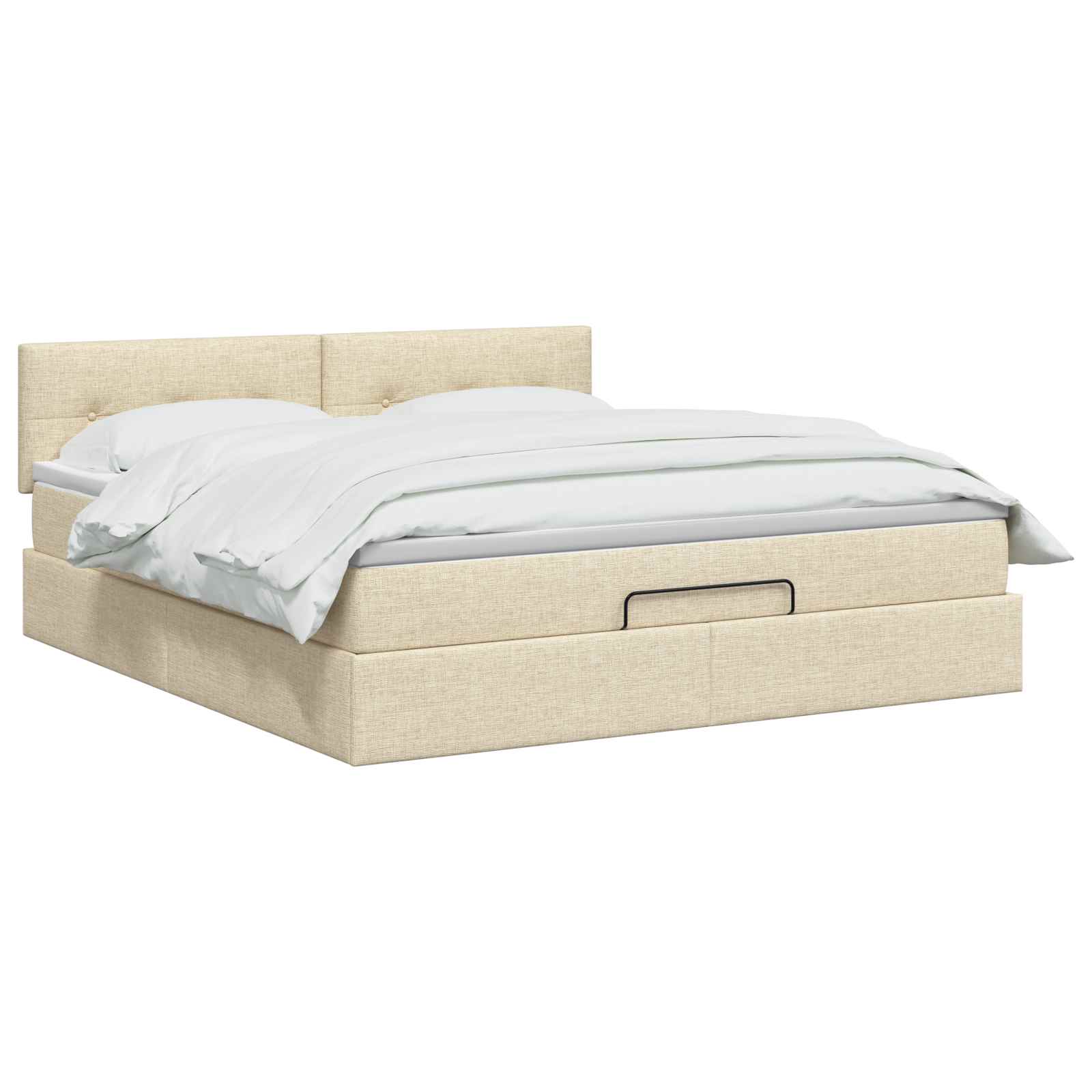 Ottoman Bed met Matrassen en LED Crèmekleurig 160 x 200 cm Stof – afbeelding 2
