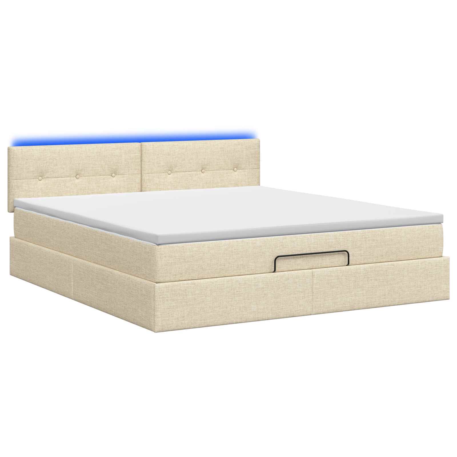 Ottoman Bed met Matrassen en LED Crèmekleurig 160 x 200 cm Stof – afbeelding 7