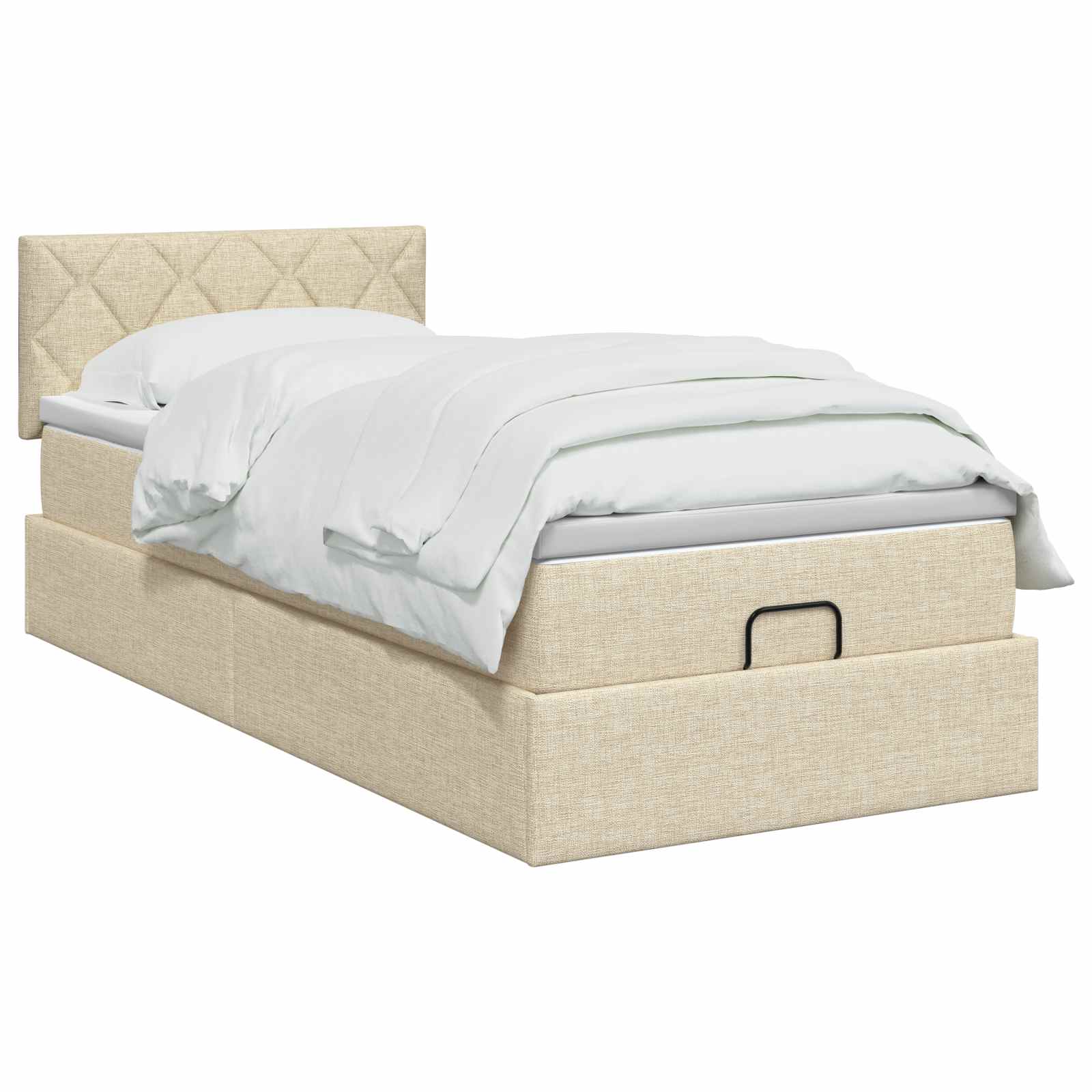 Ottoman Bed met Matrassen en LED Crèmekleurig 90 x 190 cm Stof – afbeelding 2