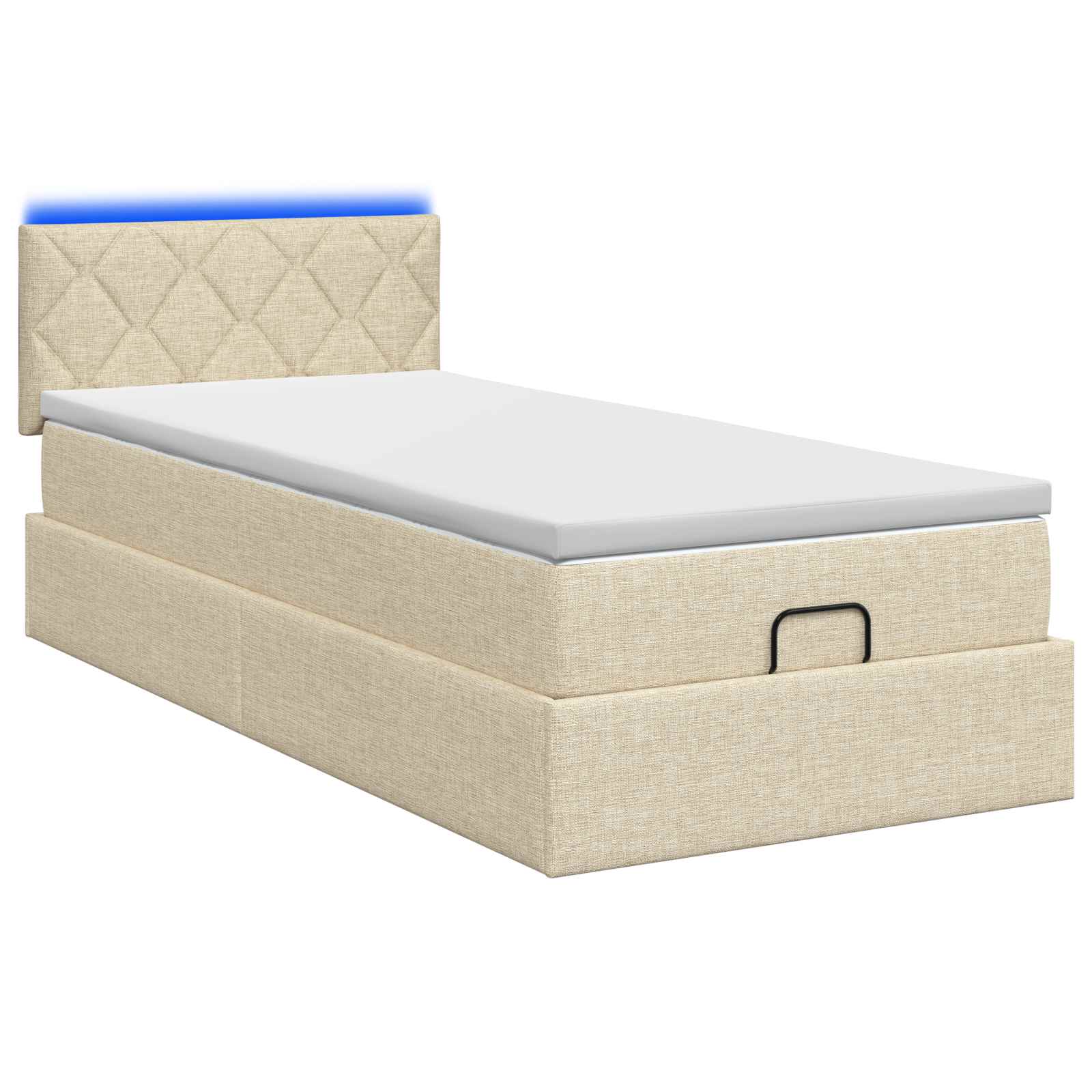 Ottoman Bed met Matrassen en LED Crèmekleurig 90 x 190 cm Stof – afbeelding 7