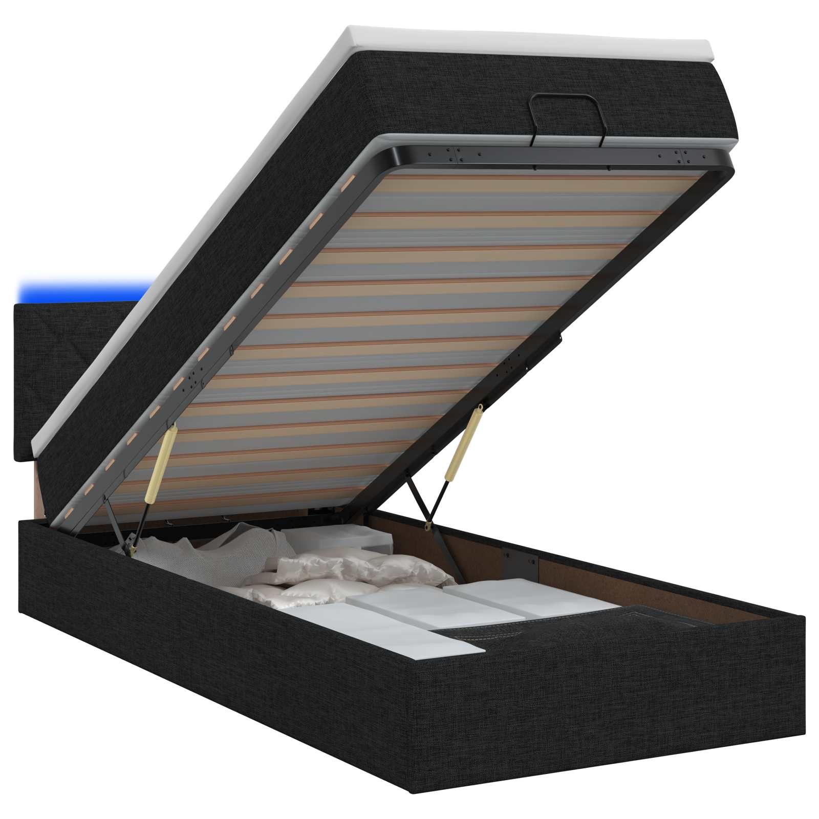 Ottoman Bed met Matrassen en LED Zwart 90 x 200 cm Stof