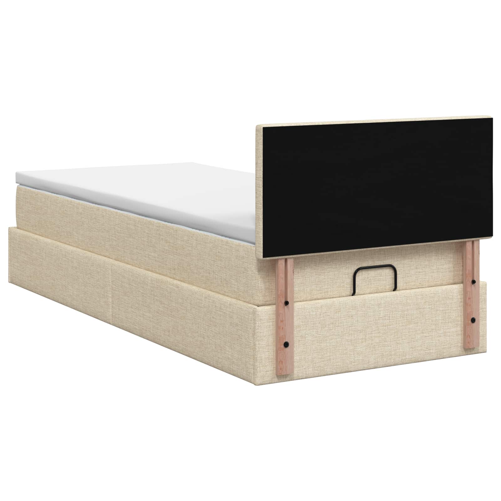 Ottoman Bed met Matrassen en LED Crèmekleurig 90 x 200 cm Stof – afbeelding 8