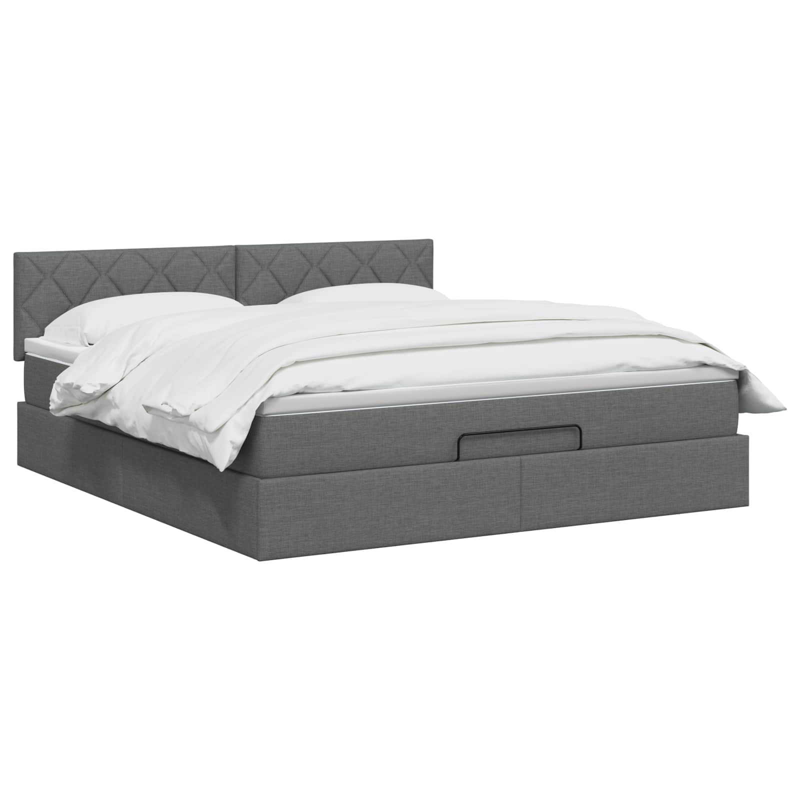 Ottoman Bed met Matrassen en LED Donkergrijs 160 x 200 cm Stof – afbeelding 2