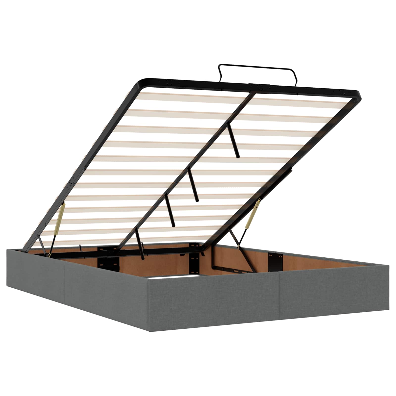 Ottoman Bed met Matrassen en LED Donkergrijs 160 x 200 cm Stof – afbeelding 4