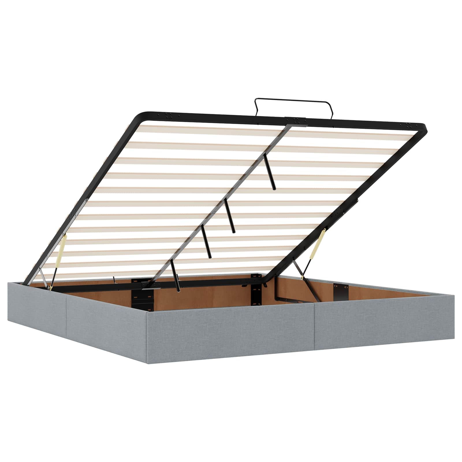 Ottoman Bed met Matrassen en LED Lichtgrijs 200 x 200 cm Stof – afbeelding 4