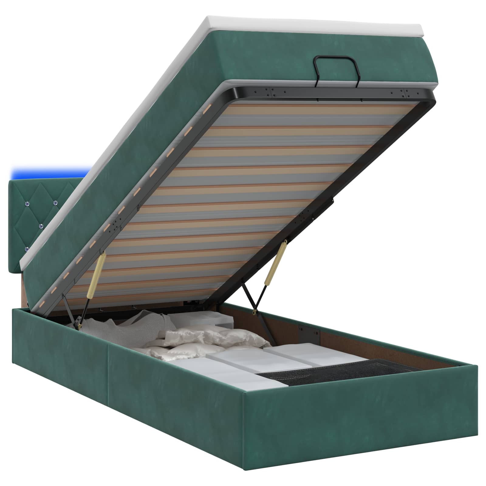 Ottoman Bed met Matrassen en LED Donkergroen 80 x 200 cm