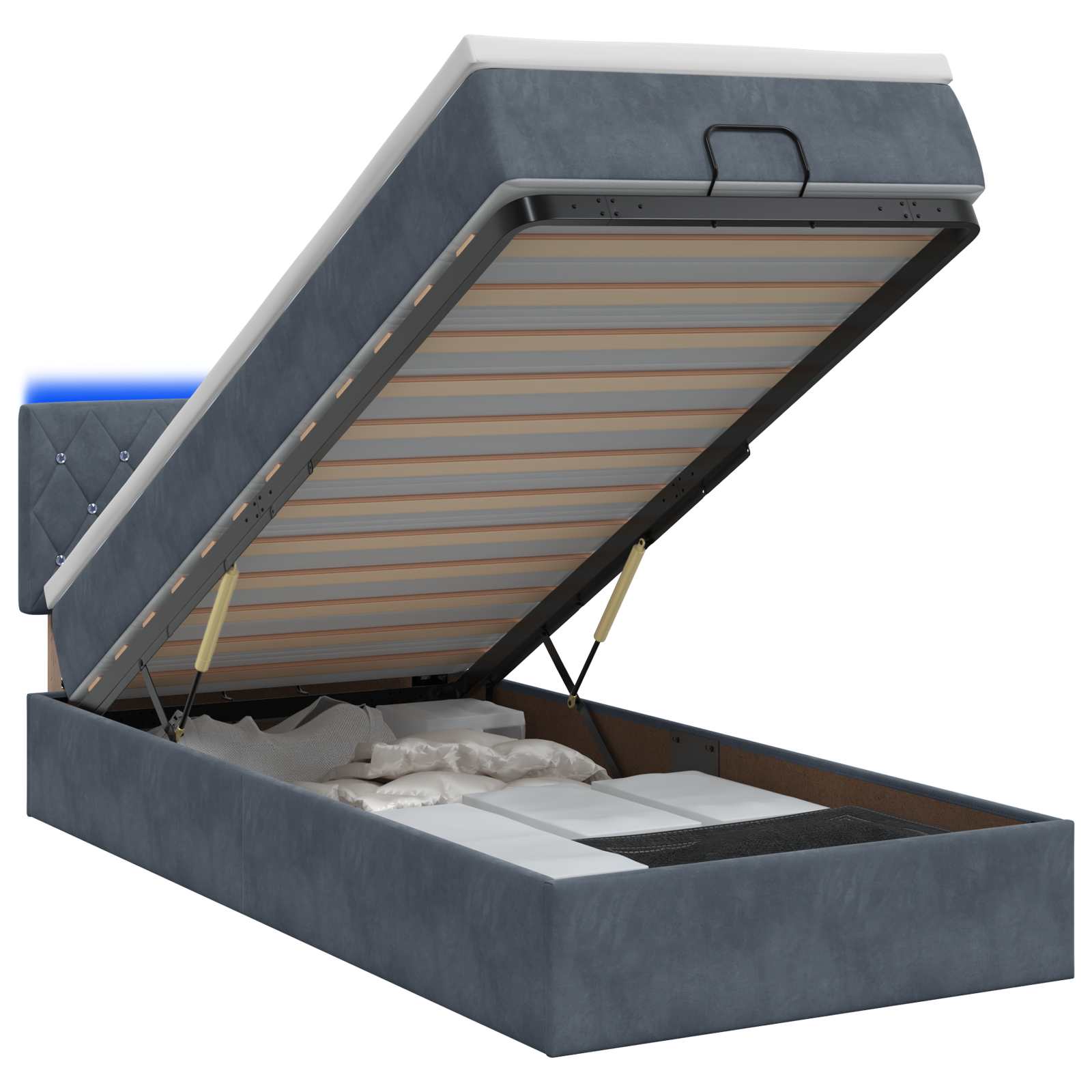 Ottoman Bed met Matrassen en LED Donkergrijs 90 x 190 cm