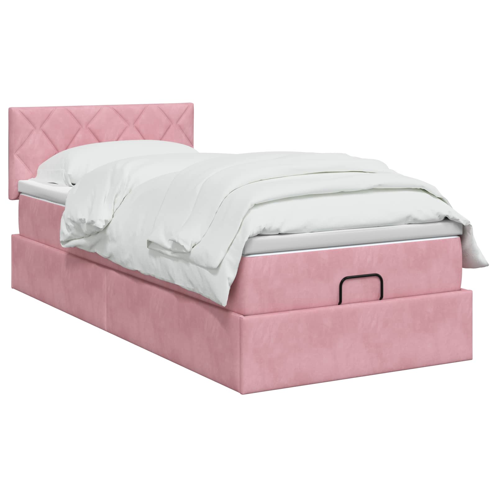 Ottoman Bed met Matrassen en LED Roze 100 x 200 cm fluweel – afbeelding 2