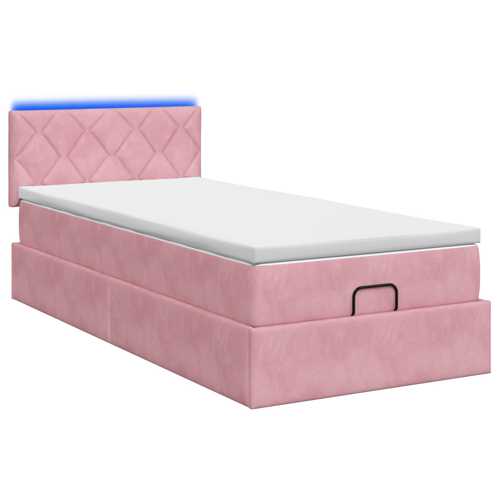 Ottoman Bed met Matrassen en LED Roze 100 x 200 cm fluweel – afbeelding 7