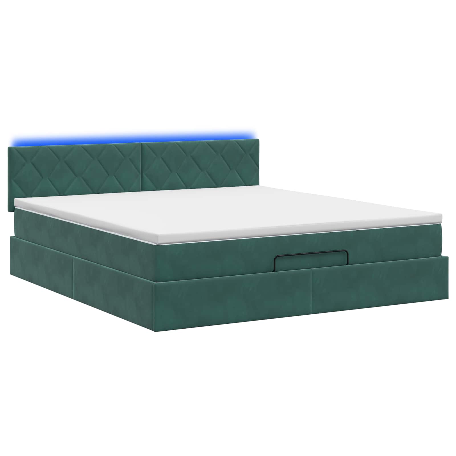 Ottoman Bed met Matrassen en LED Donkergroen 160 x 200 cm – afbeelding 7