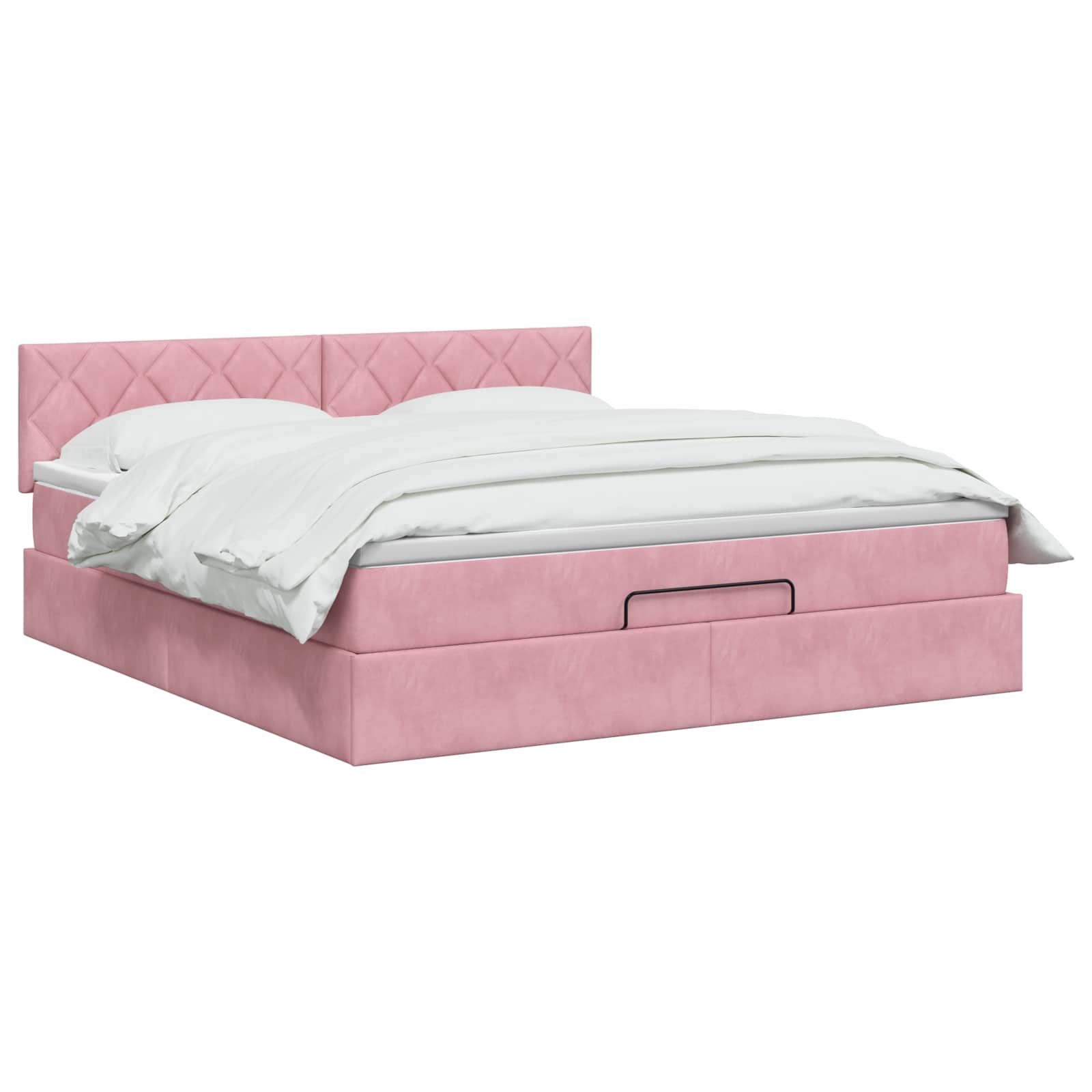 Ottoman Bed met Matrassen en LED Roze 160 x 200 cm fluweel – afbeelding 2
