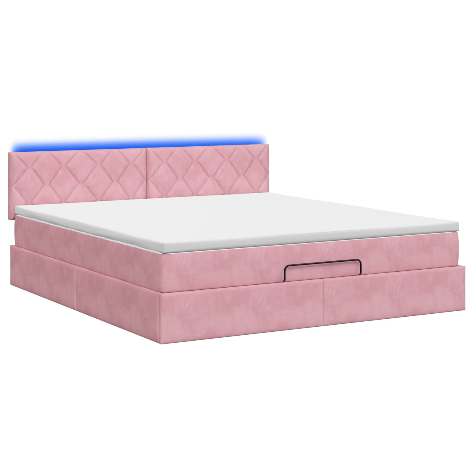 Ottoman Bed met Matrassen en LED Roze 160 x 200 cm fluweel – afbeelding 7