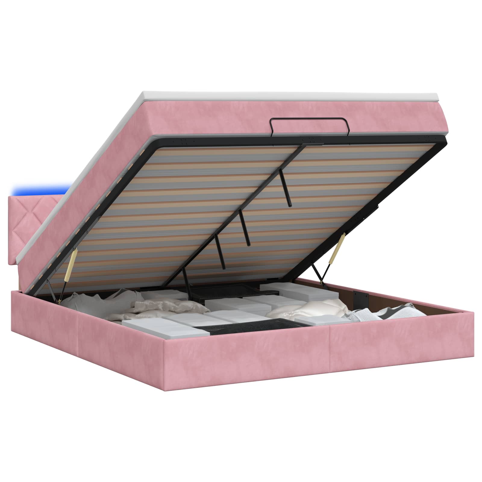 Ottoman Bed met Matrassen en LED Roze 180 x 200 cm fluweel