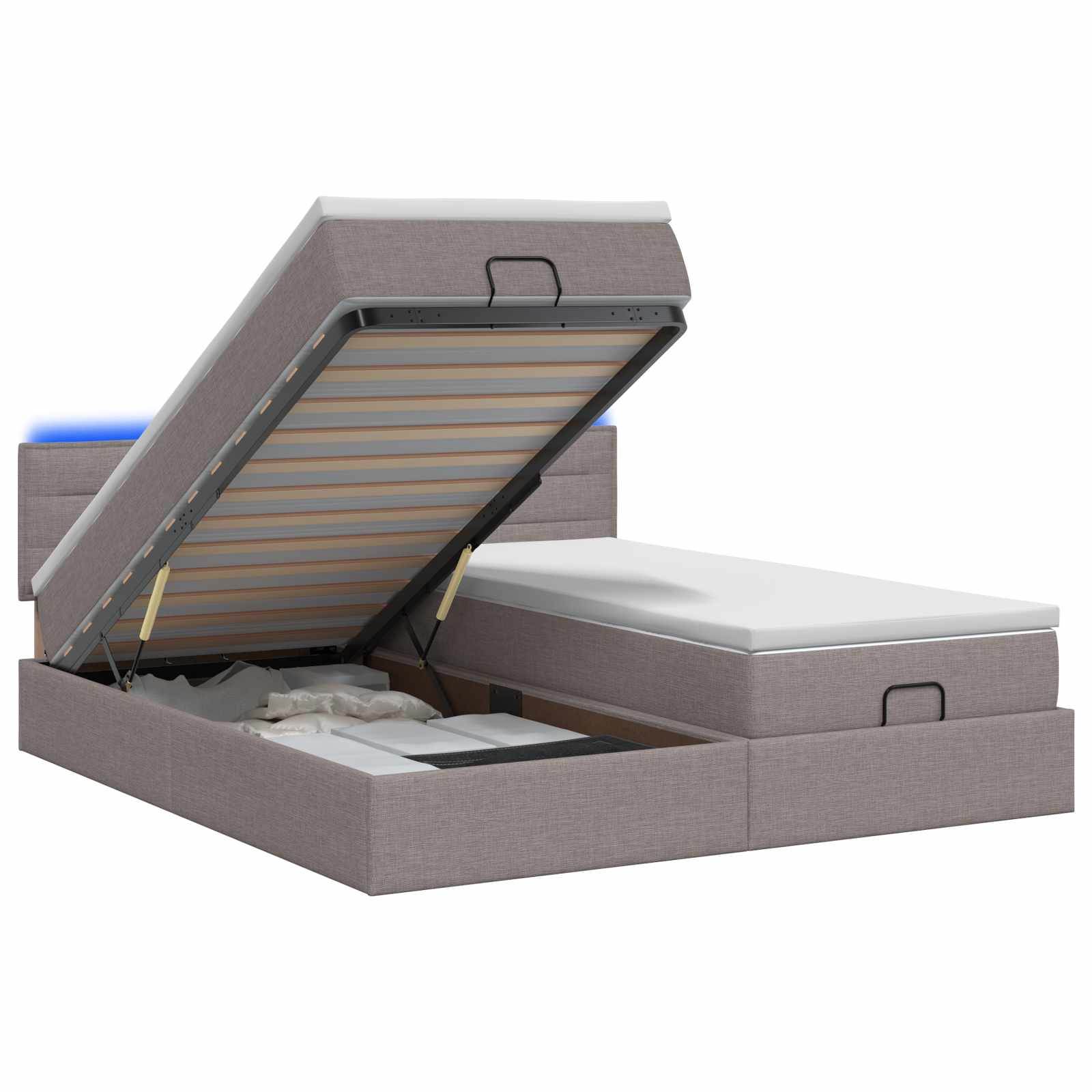 Ottoman Bed met Matrassen en LED Taupe 160 x 200 cm Stof