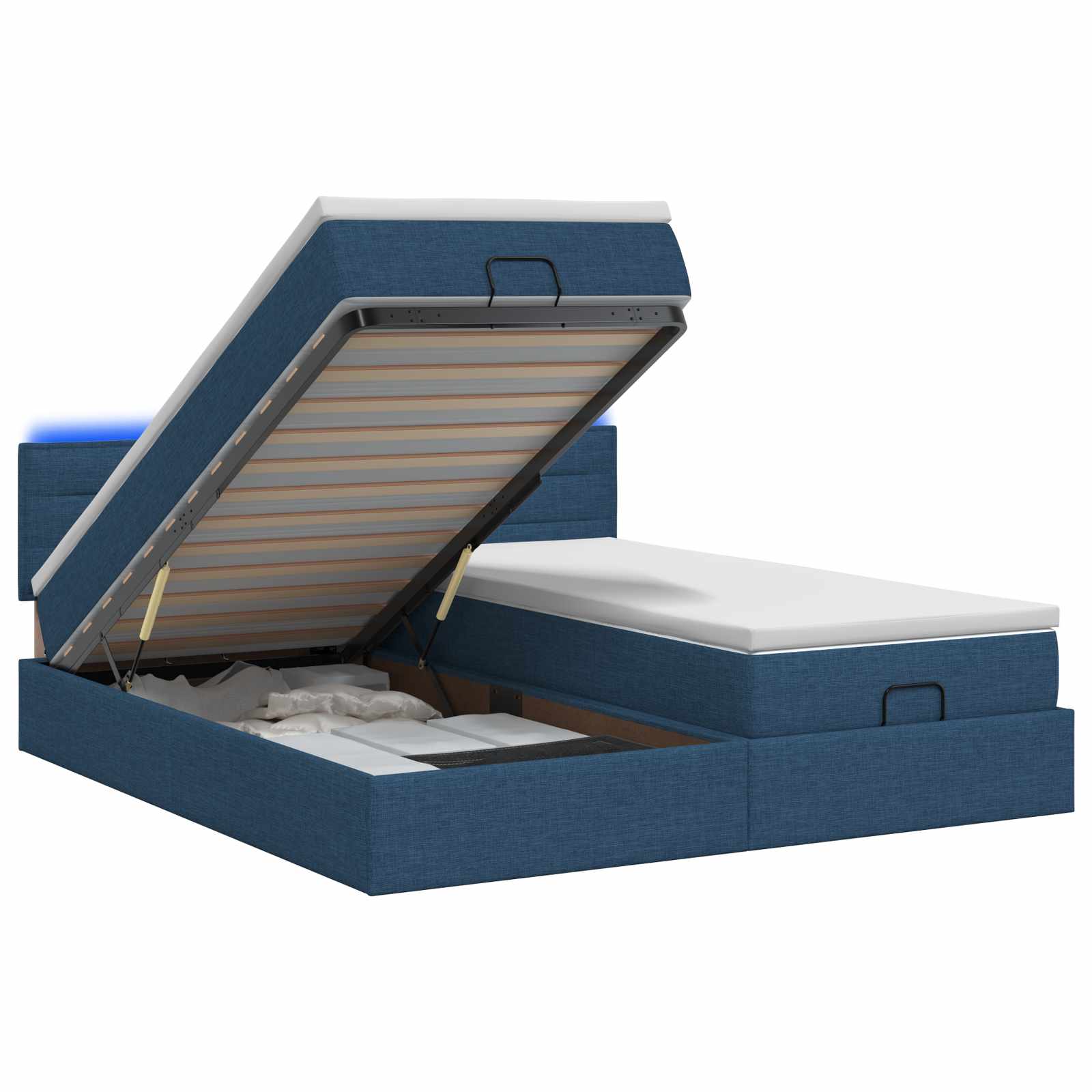 Ottoman Bed met Matrassen en LED Blauw 160 x 200 cm Stof