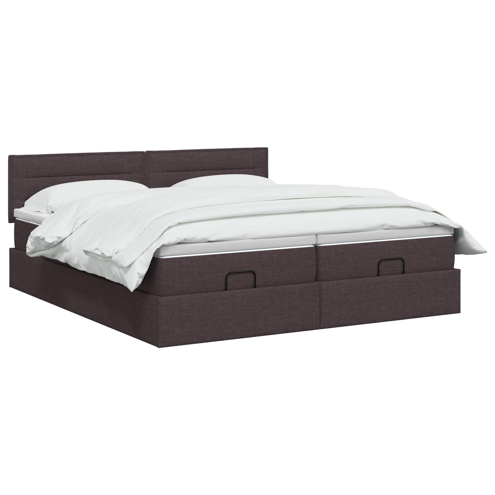 Ottoman Bed met Matrassen en LED Donkerbruin 180 x 200 cm Stof – afbeelding 2