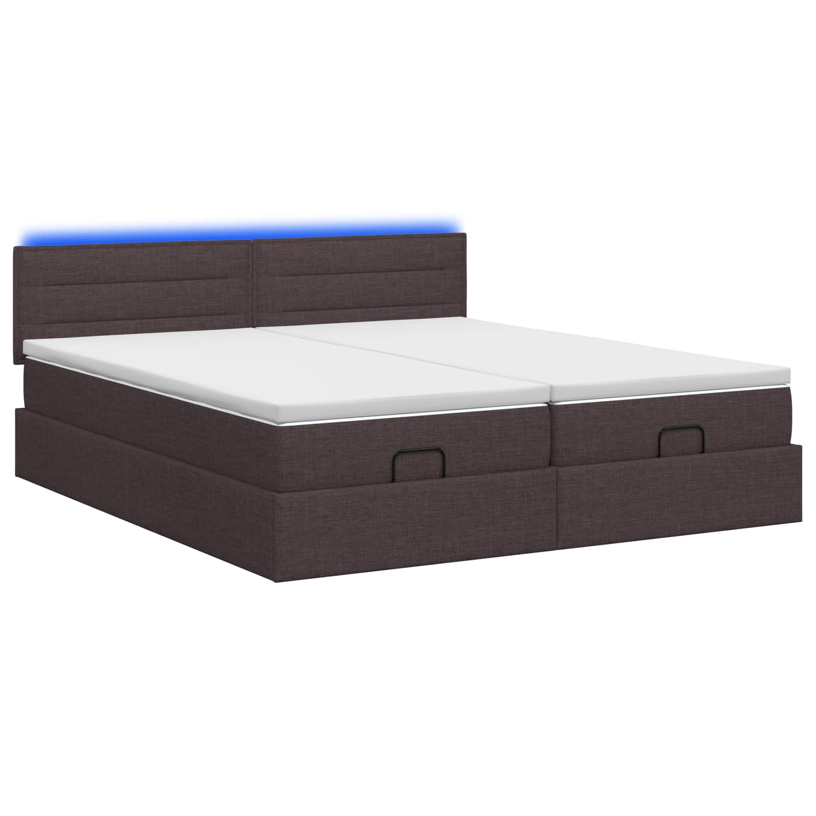 Ottoman Bed met Matrassen en LED Donkerbruin 180 x 200 cm Stof – afbeelding 7