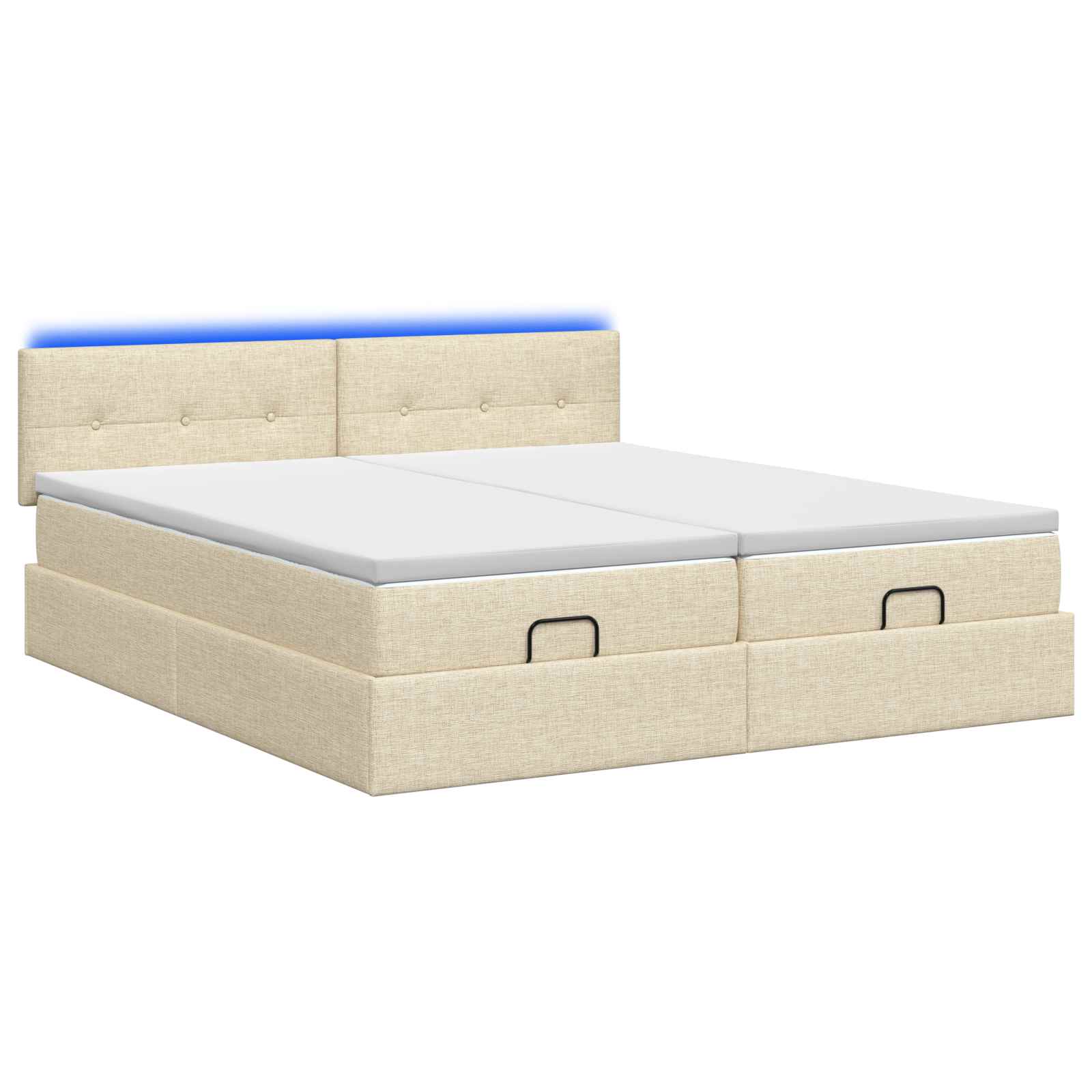 Ottoman Bed met Matrassen en LED Crèmekleurig 200 x 200 cm Stof – afbeelding 7