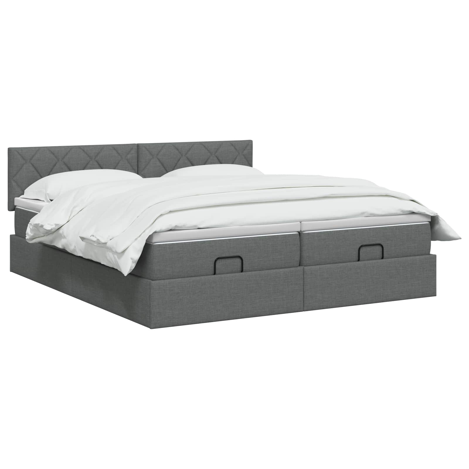 Ottoman Bed met Matrassen en LED Donkergrijs 160 x 200 cm Stof – afbeelding 2