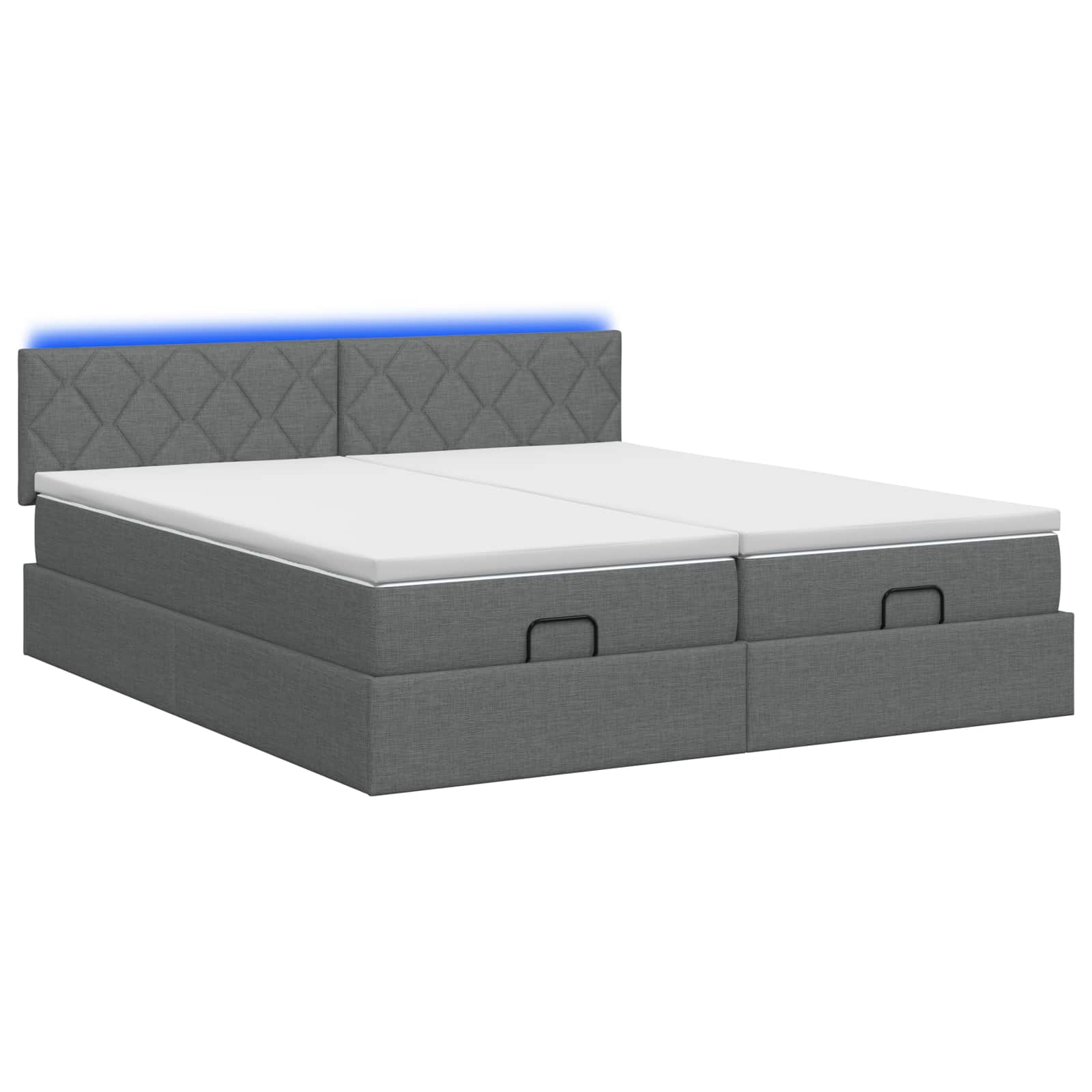 Ottoman Bed met Matrassen en LED Donkergrijs 160 x 200 cm Stof – afbeelding 7