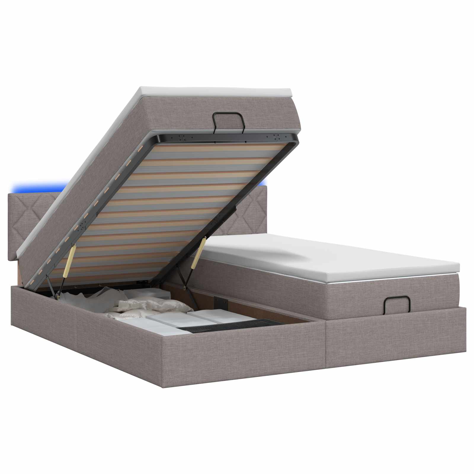 Ottoman Bed met Matrassen en LED Taupe 160 x 200 cm Stof
