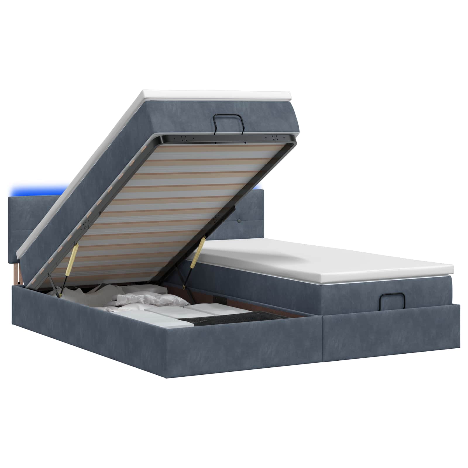 Ottoman Bed met Matrassen en LED Donkergrijs 160 x 200 cm