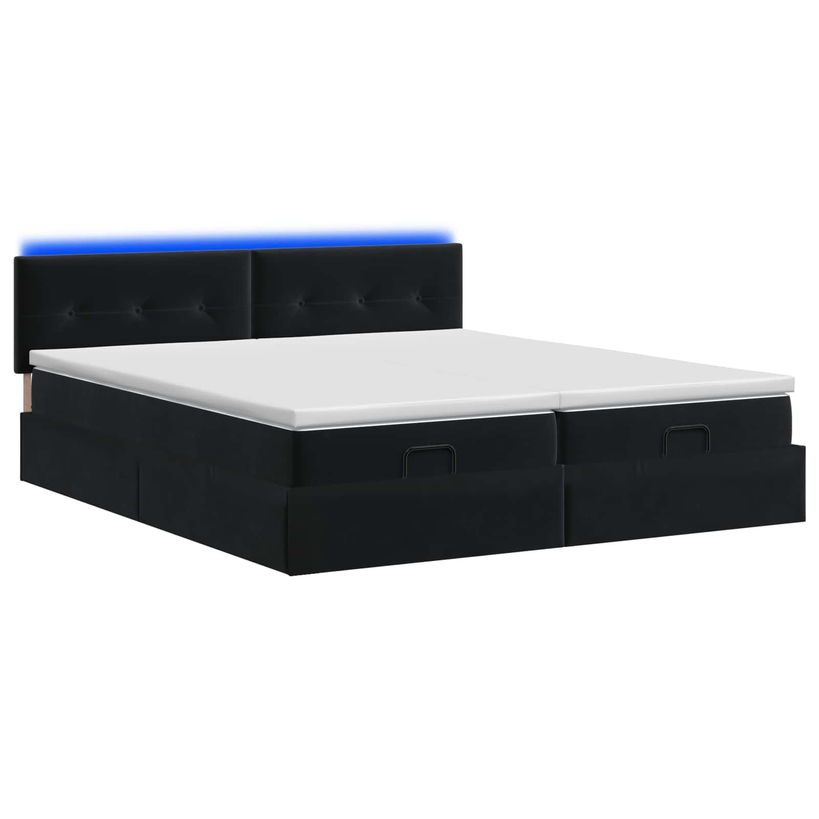 Ottoman Bed met Matrassen en LED Zwart 160 x 200 cm fluweel – afbeelding 7